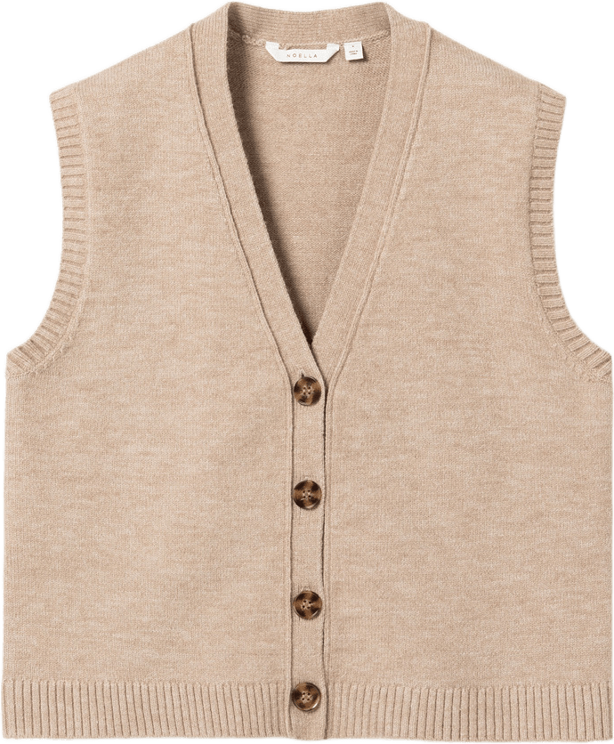 N-marilynn Knit Vest - Sand Melange, från Noella, i färgen sand melange.