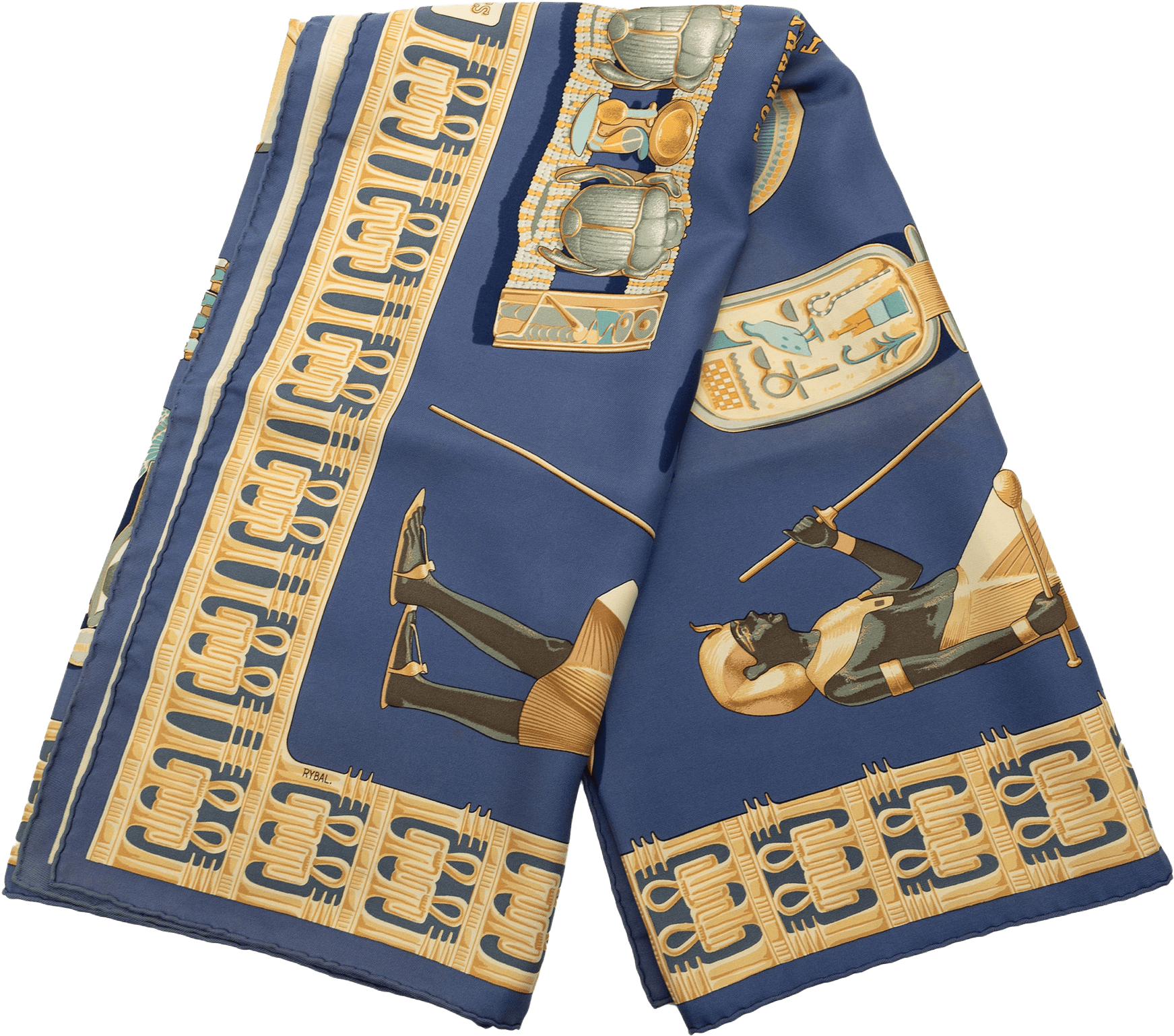 Hermès Tutankhamun Silk Scarf 90, från Luxclusif, i färgen blue.