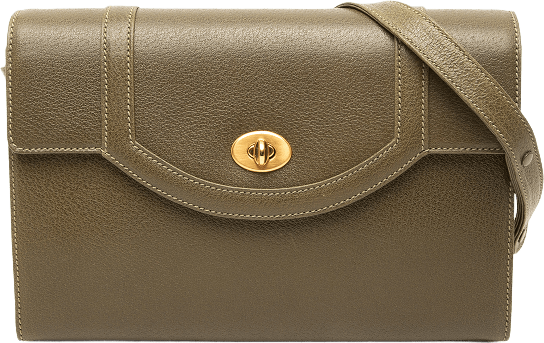 Gucci Calfskin Turnlock Flap Crossbody, från Luxclusif, i färgen grön.
