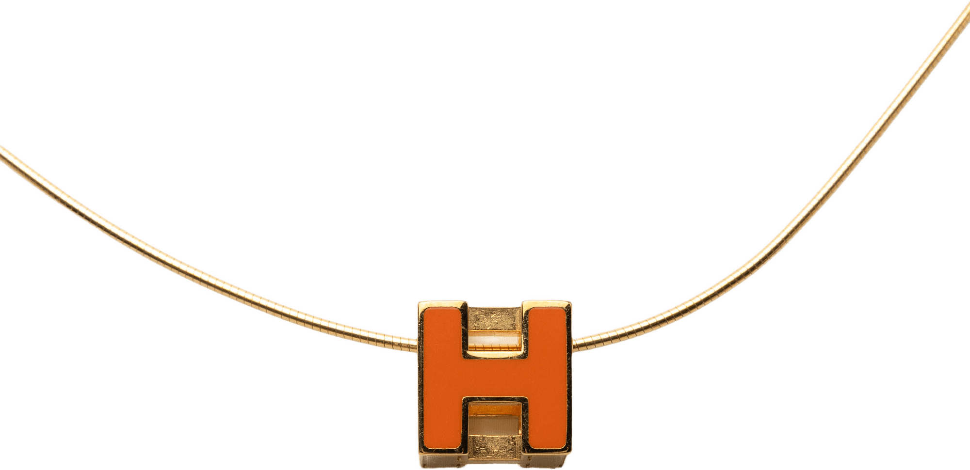 Hermès Gold Plated And Enamel Cage D H Pendant Necklace, från Luxclusif, i färgen gold.