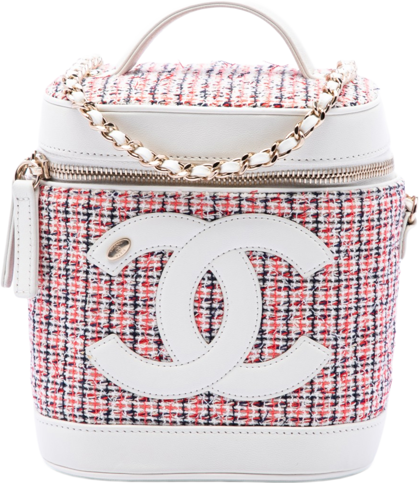 Chanel Tweed And Lambskin Vanity Cosmetic Case, från Luxclusif, i färgen vit.