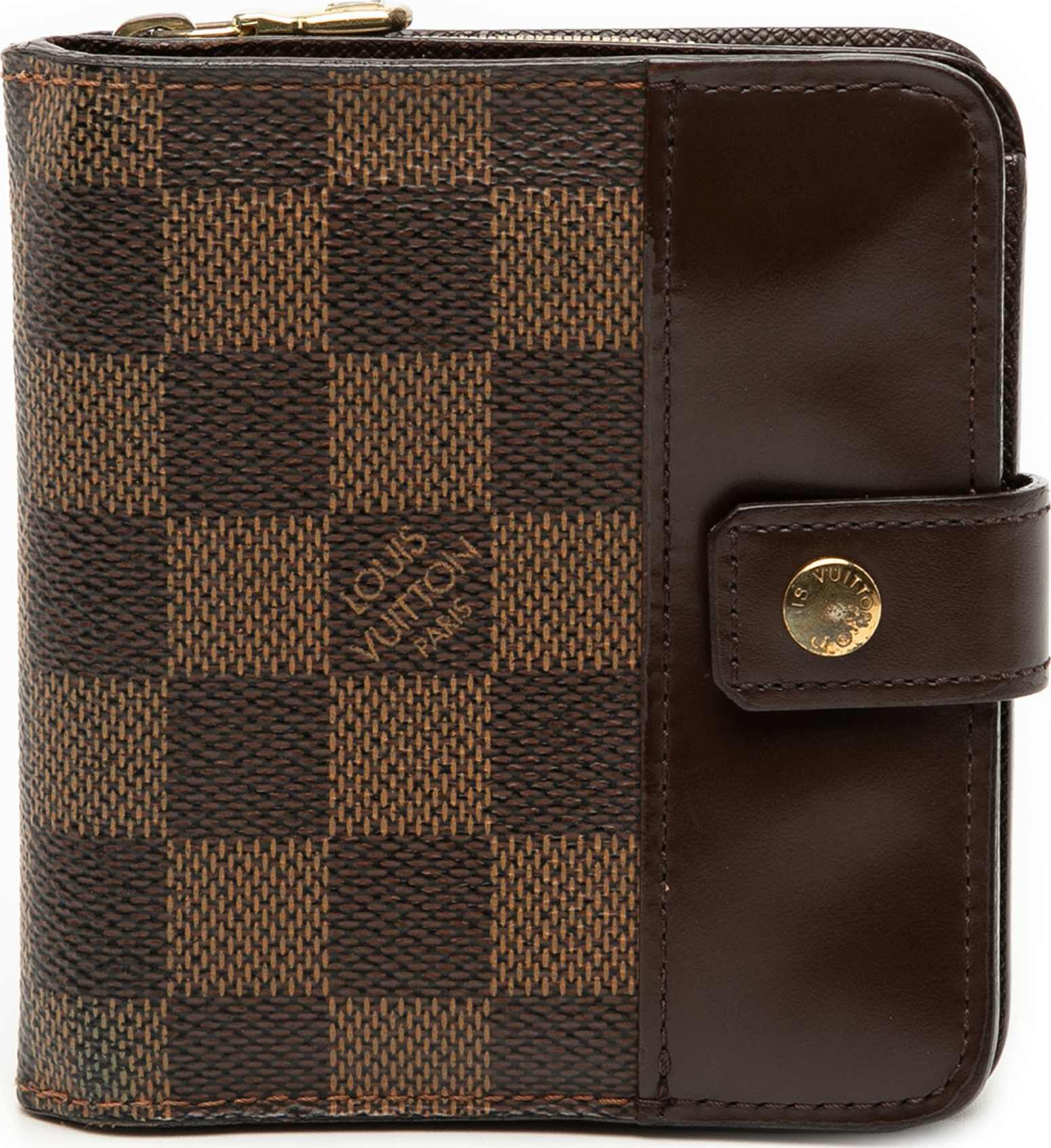 Louis Vuitton Damier Ebene Compact Zip Wallet, från Luxclusif, i färgen brown.