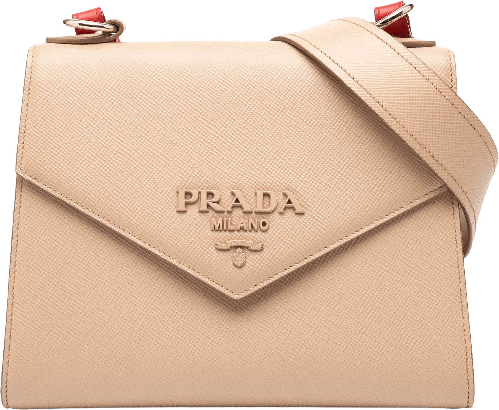 Prada Saffiano Cuir Monochrome Envelope Crossbody, från Luxclusif, i färgen beige.