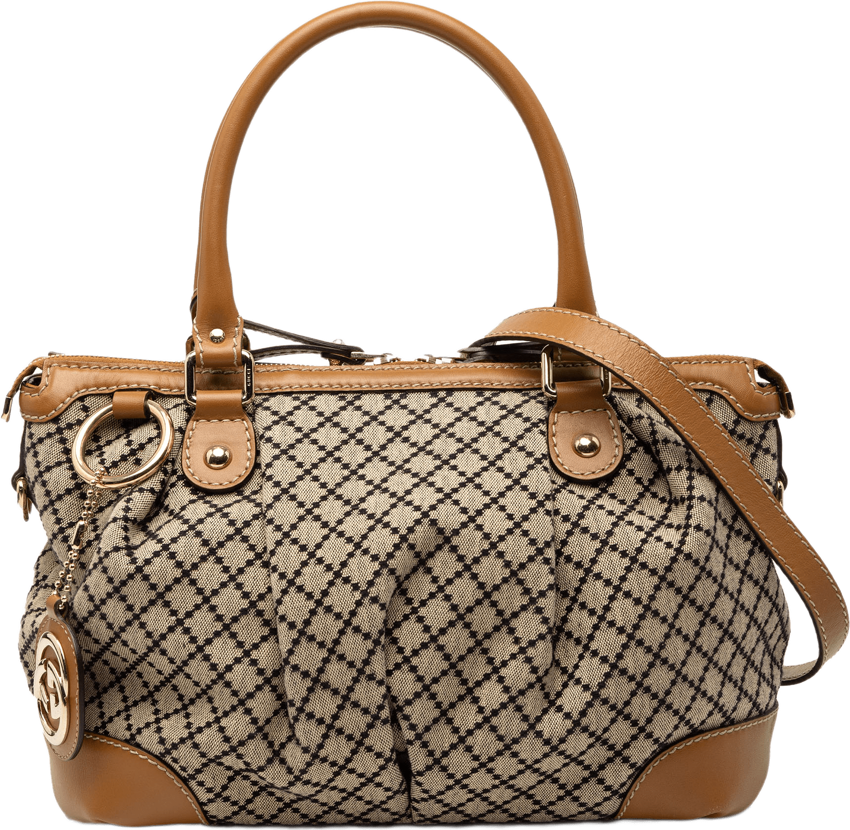 Gucci Diamante Canvas Sukey Satchel, från Luxclusif, i färgen beige.