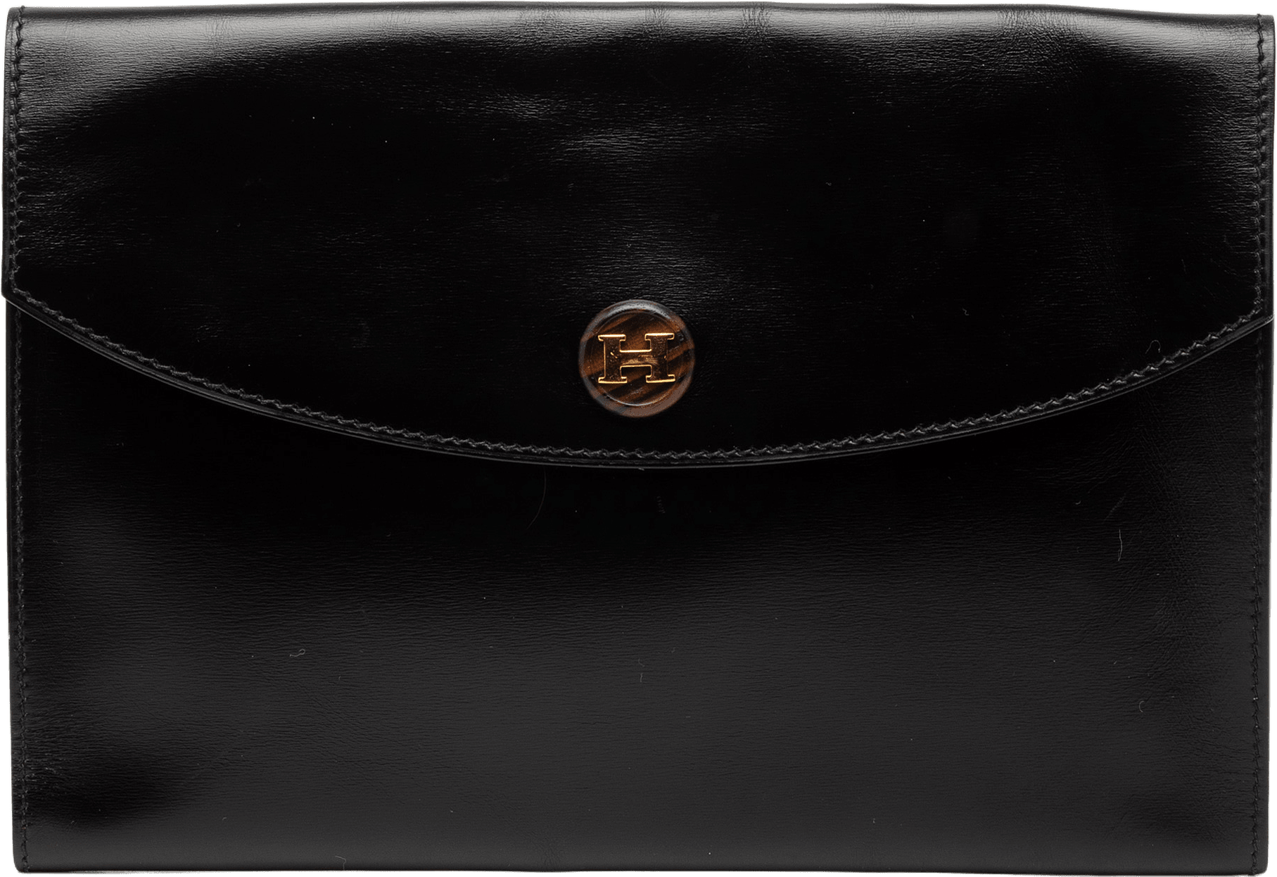 Hermès Box Calf Pochette Rio, från Luxclusif, i färgen black.