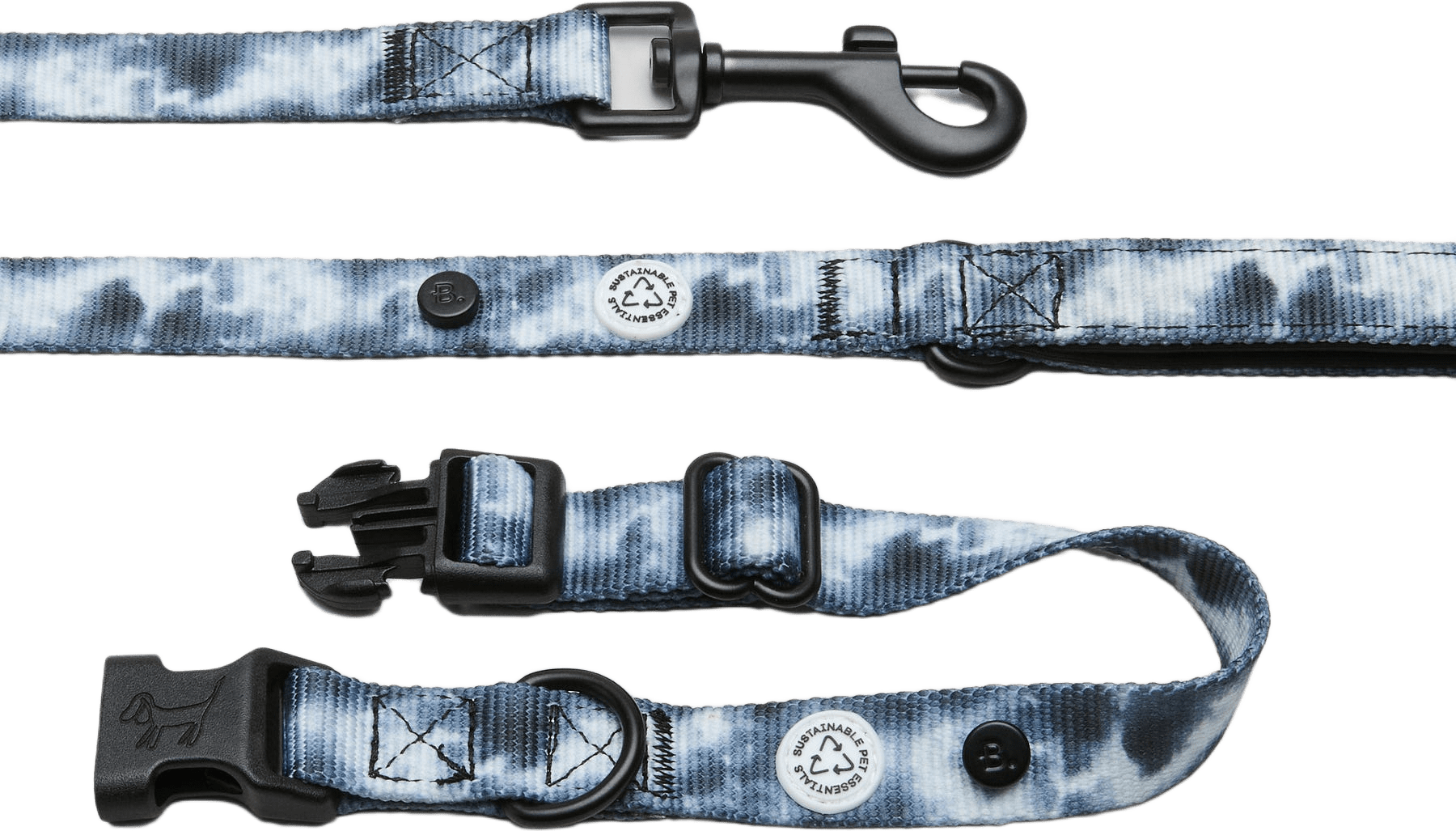Tie Dye Black Dog Collar Walk Kit - M