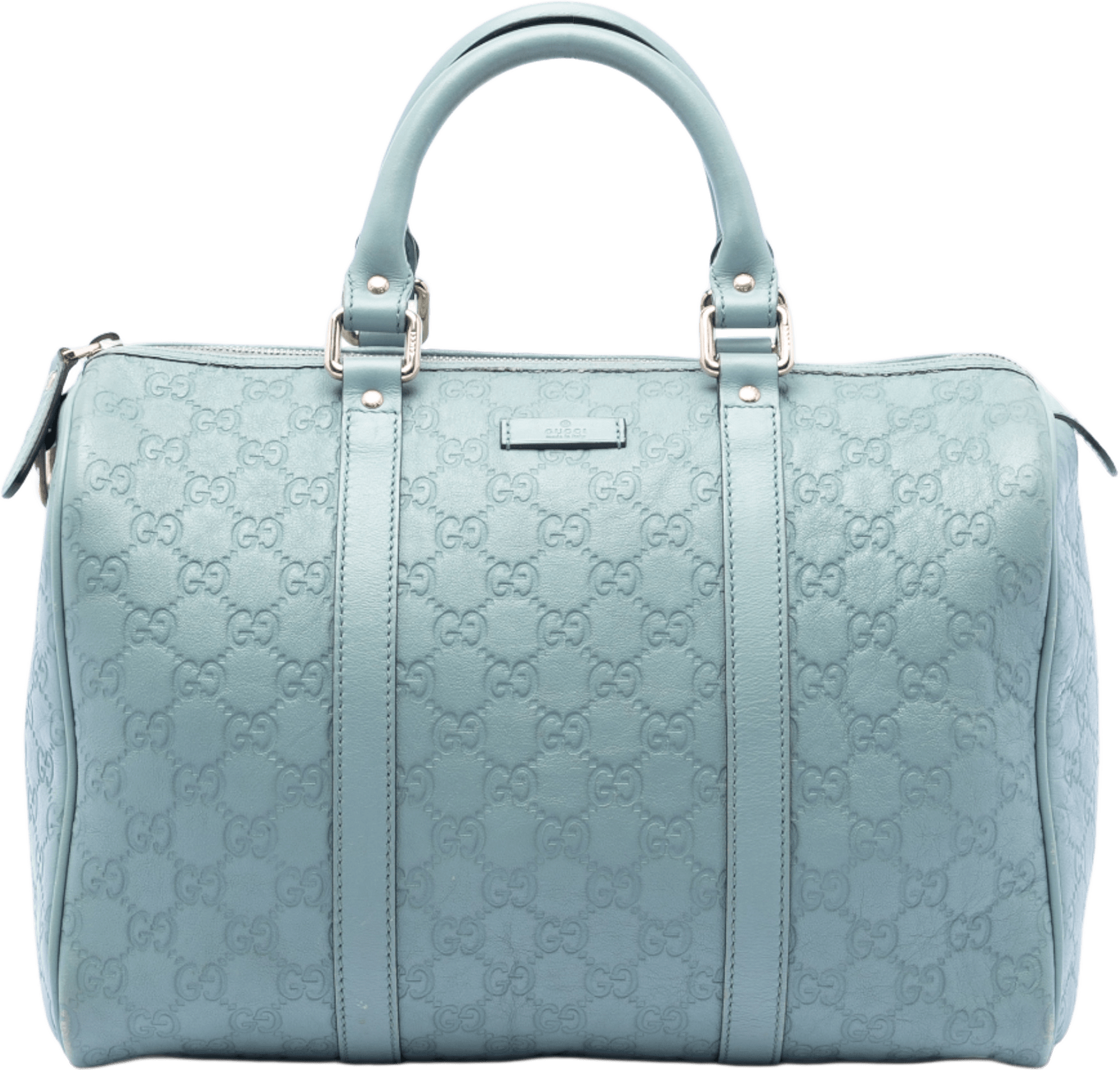 Gucci Medium Guccissima Joy Boston Bag, från Luxclusif, i färgen light blue.