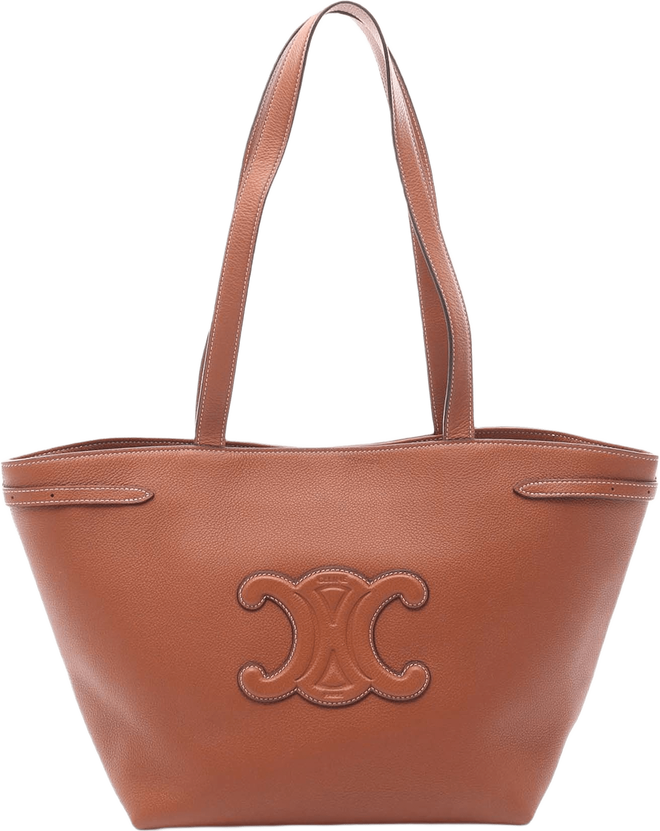Celine Small Calfskin Cabas Cuir Triomphe Anais Tote, från Luxclusif, i färgen brown.