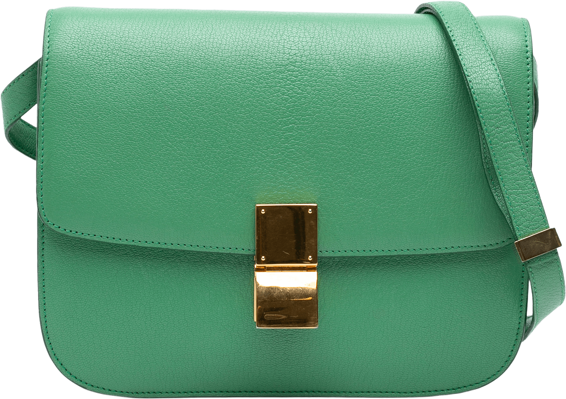 Celine Medium Calfskin Classic Box, från Luxclusif, i färgen light green.