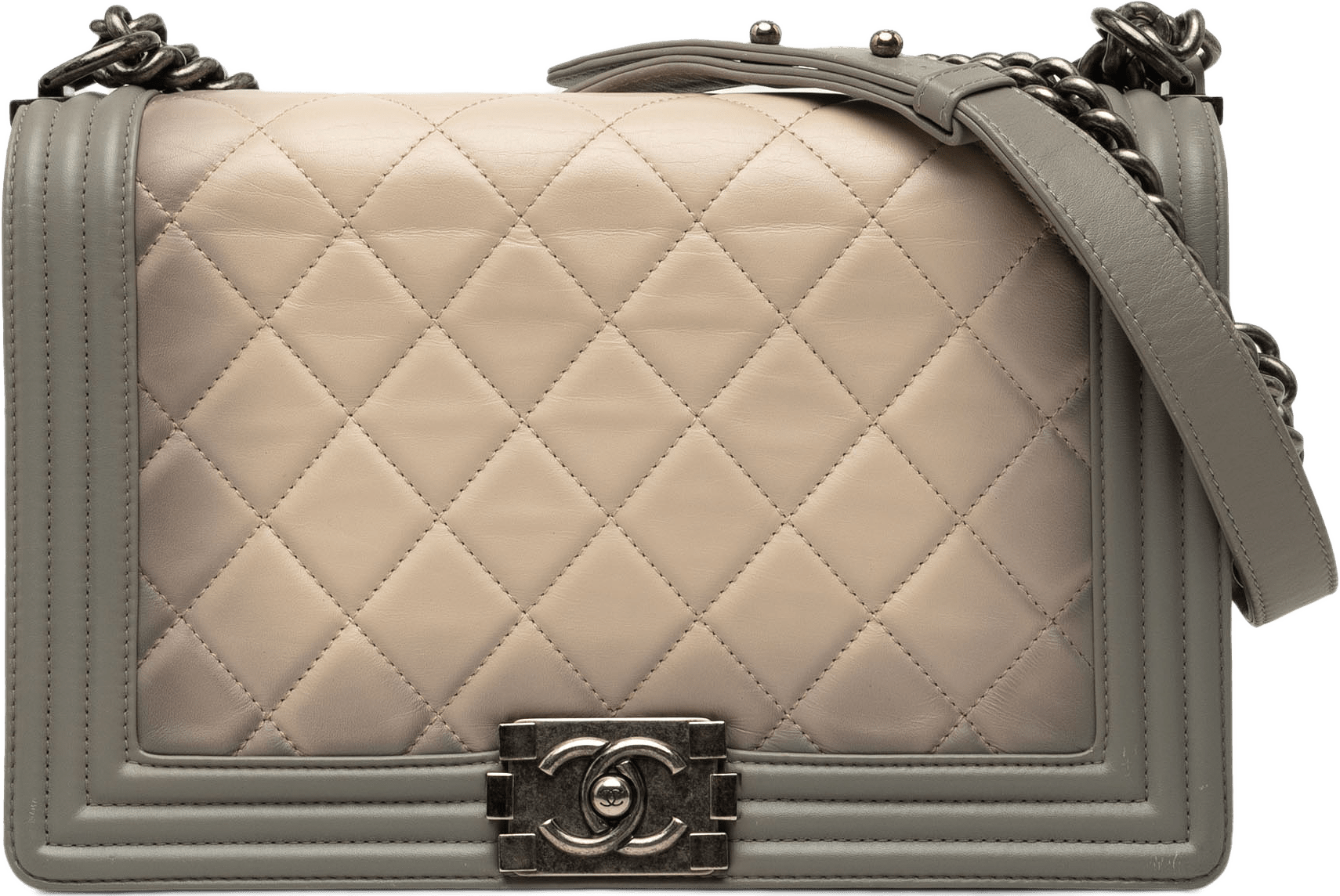 Chanel Medium Quilted Calfskin Ombre Boy Flap, från Luxclusif, i färgen beige.