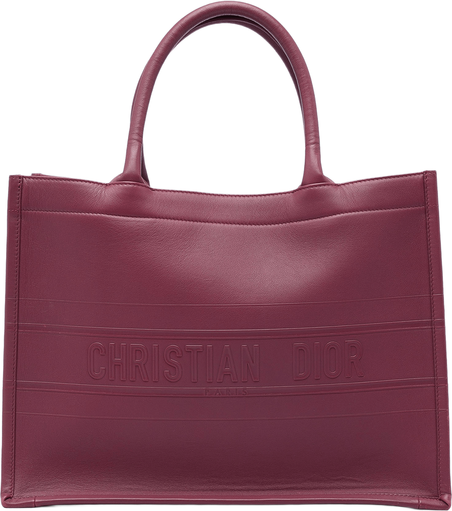 Dior Medium Embossed Leather Book Tote, från Luxclusif, i färgen röd.