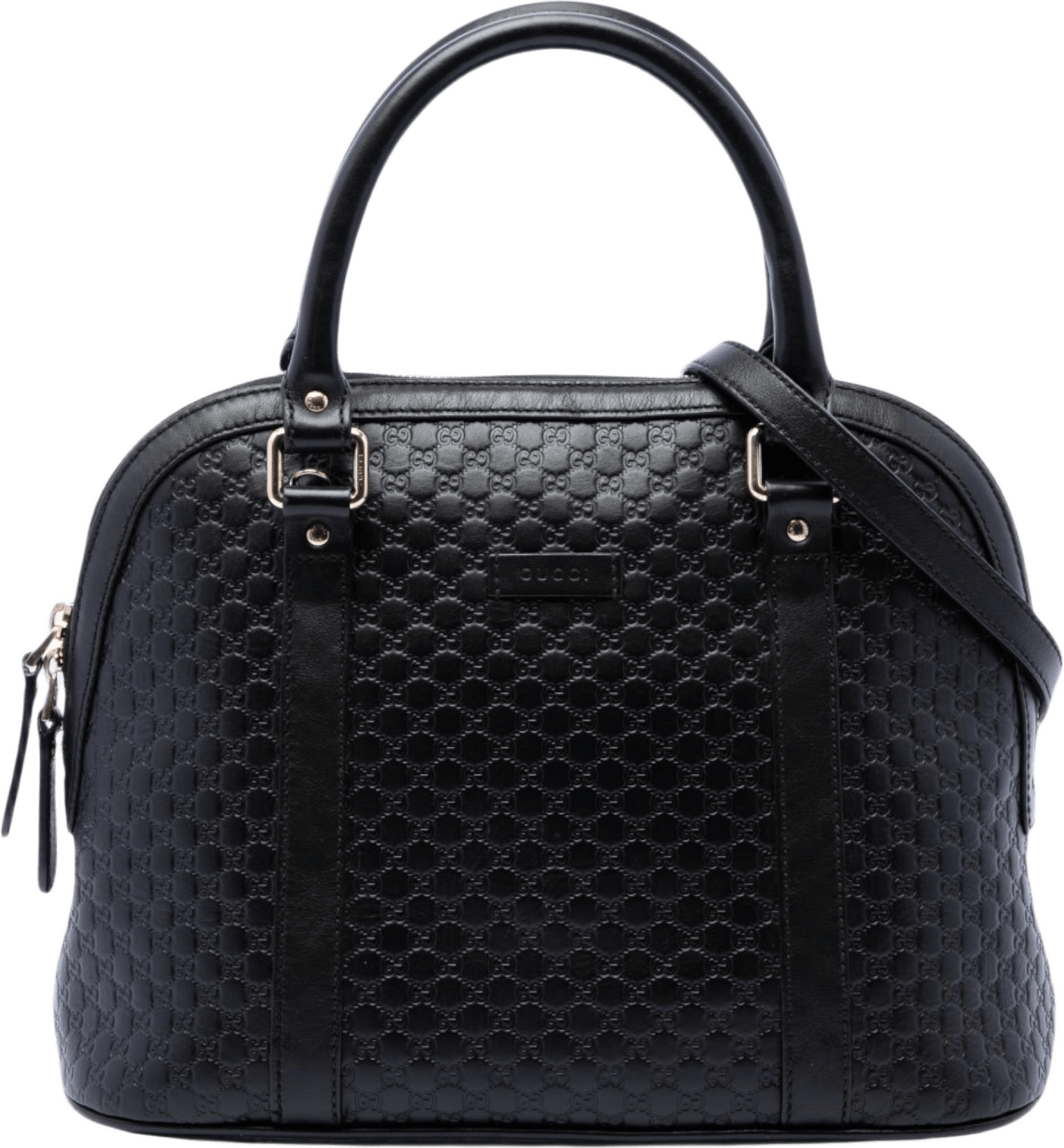 Gucci Medium Microguccissima Dome Satchel, från Luxclusif, i färgen svart.
