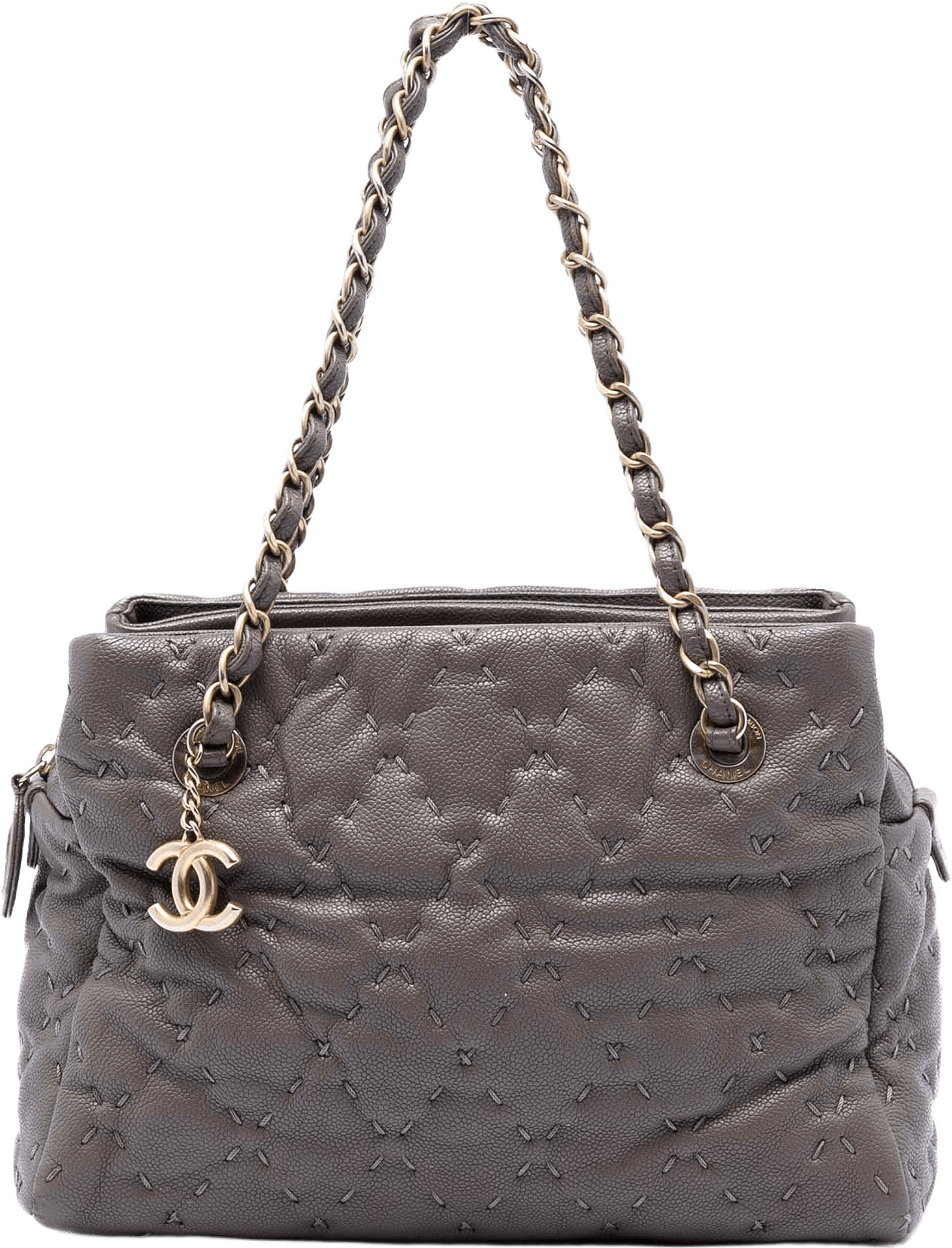Chanel Cc Caviar Wild Stitch Tote, från Luxclusif, i färgen taupe.