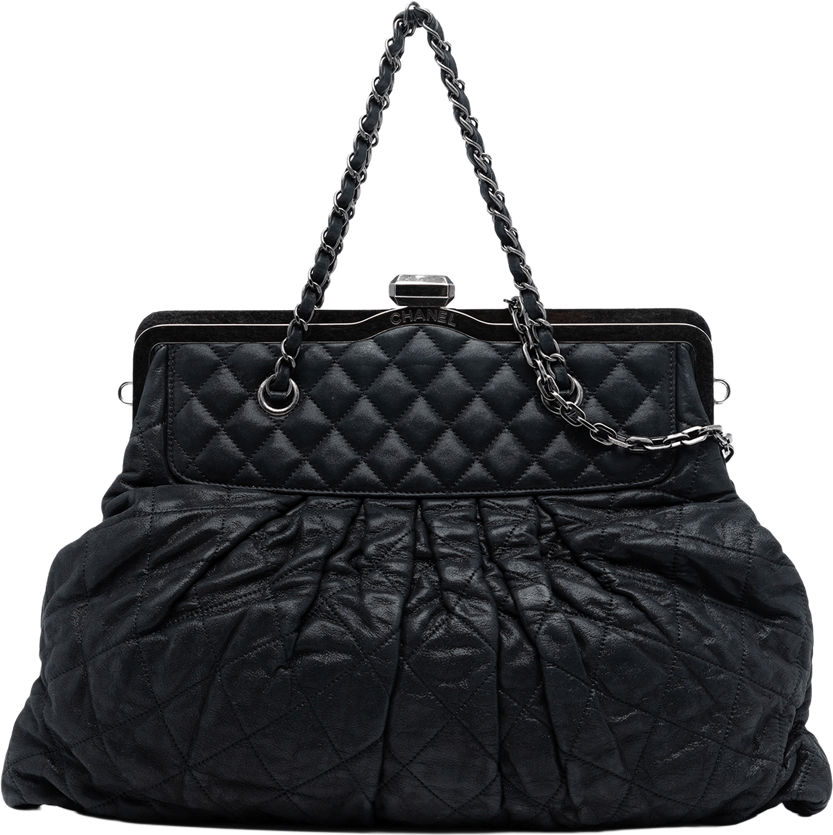 Chanel Iridescent Quilted Calfskin Chic Frame Satchel, från Luxclusif, i färgen black.