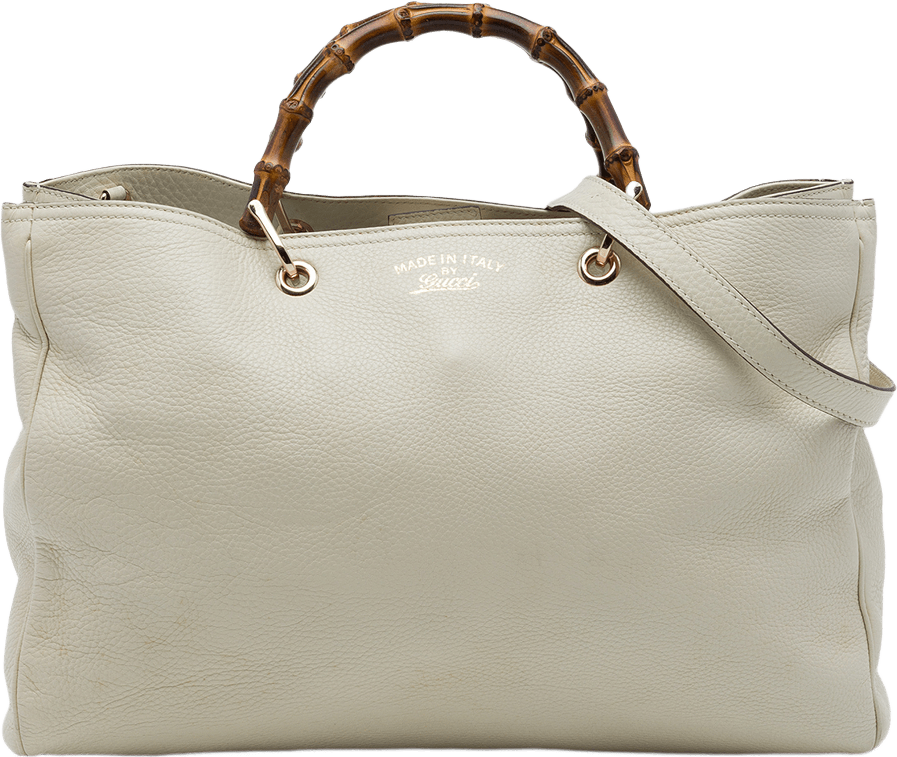 Gucci Large Calfskin Bamboo Shopper Satchel, från Luxclusif, i färgen brun.