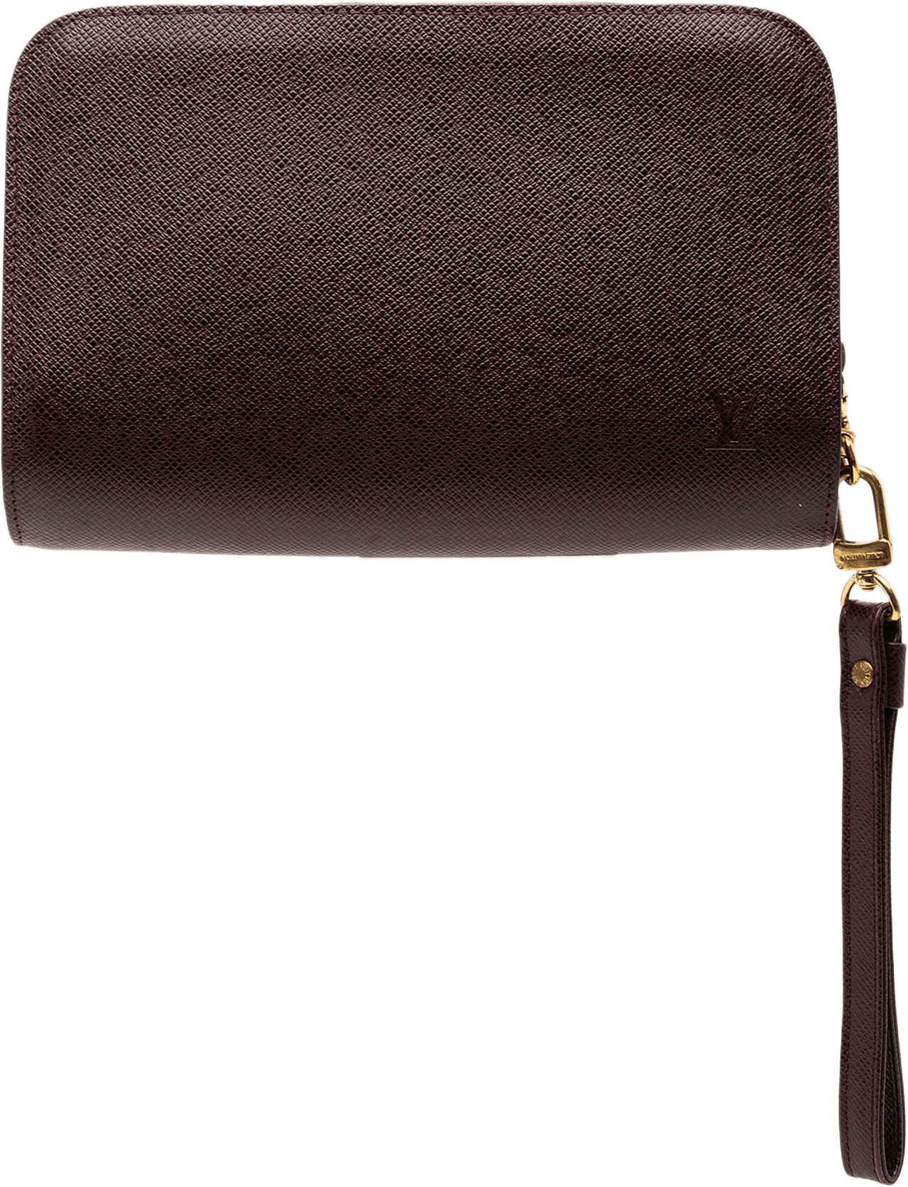 Louis Vuitton Taiga Pochette Baikal, från Luxclusif, i färgen bordeaux.