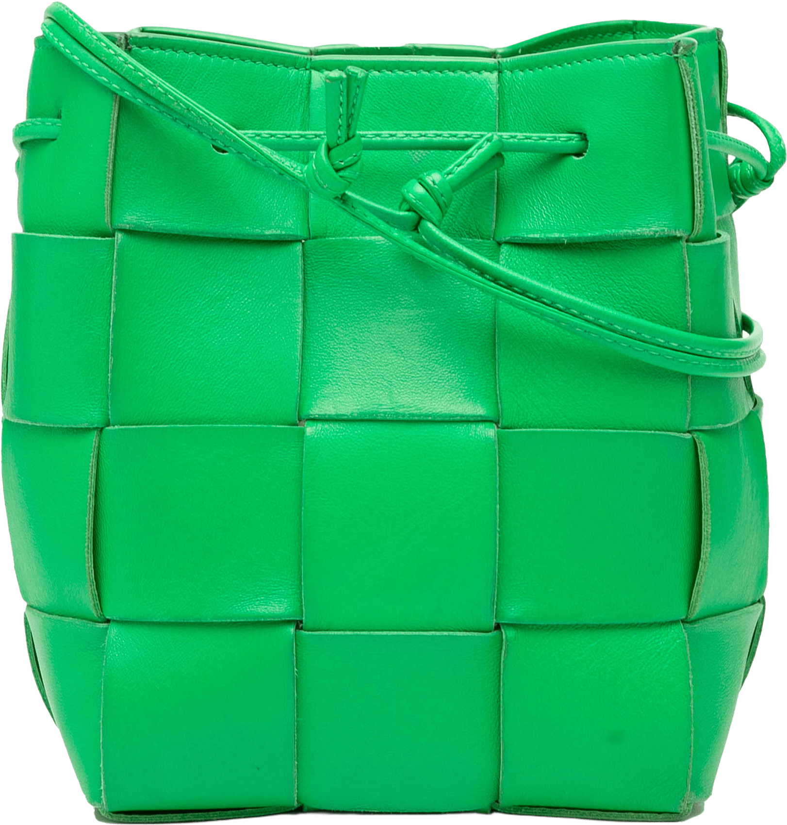 Bottega Veneta Small Nappa Maxi Intrecciato Cassette Bucket Bag, från Luxclusif, i färgen green.