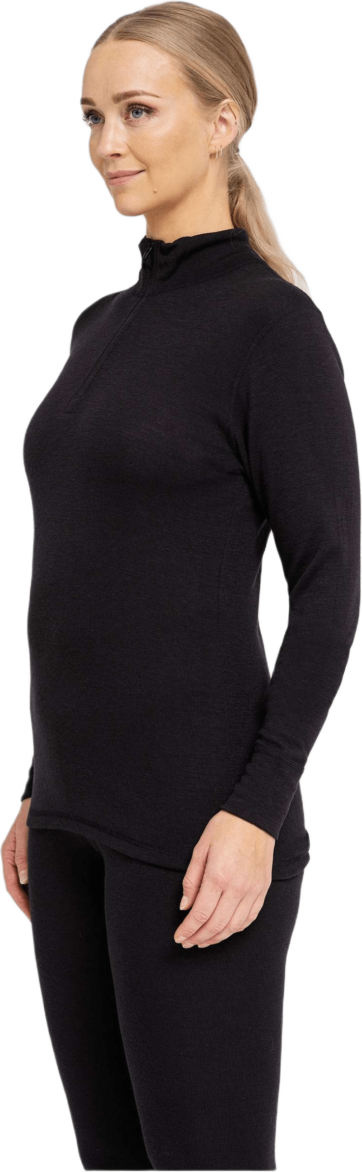 100% Merinoull, Långärmad Tröja Med Dragkedja, Röt