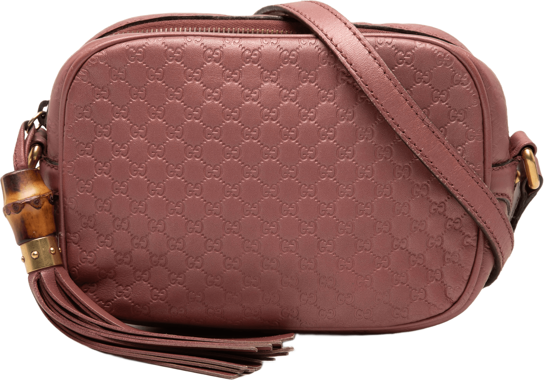 Gucci Metallic Microguccissima Sunshine Disco Camera Bag, från Luxclusif, i färgen rosa.