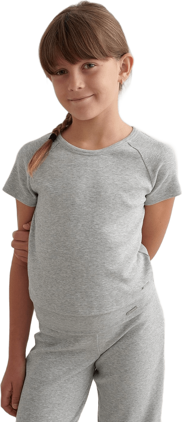 Grey Melange Young Ease Ribbed Short Sleeve