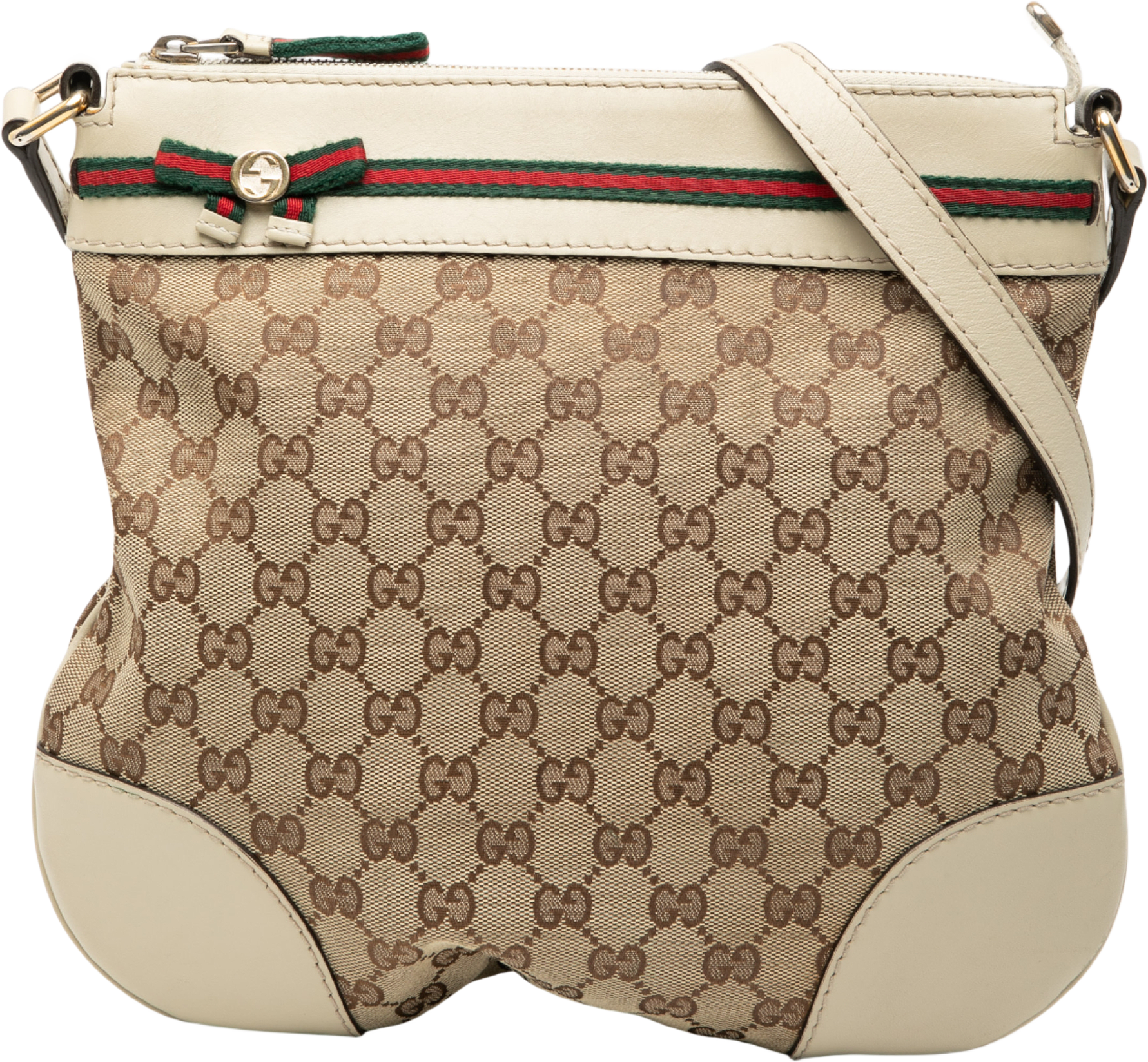 Gucci Gg Canvas Web Mayfair Crossbody, från Luxclusif, i färgen beige.