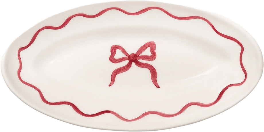 Bow Litet Serveringsfat - 26 Cm, från Pick A Poppy, i färgen burgundy.