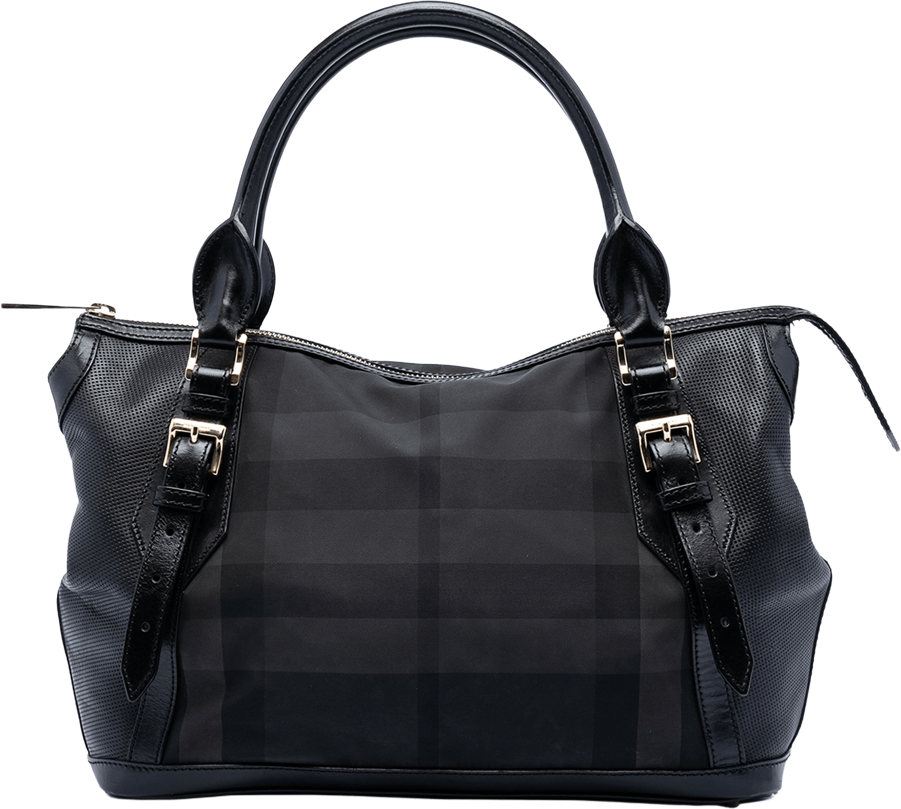 Burberry Beat Check Nylon Ellers Satchel, från Luxclusif, i färgen black.