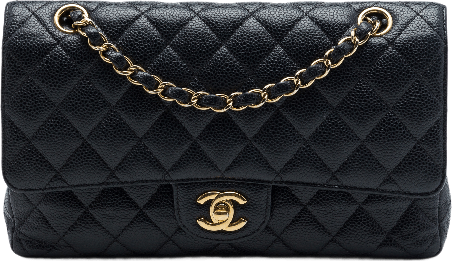 Chanel Medium Classic Caviar Double Flap, från Luxclusif, i färgen black.