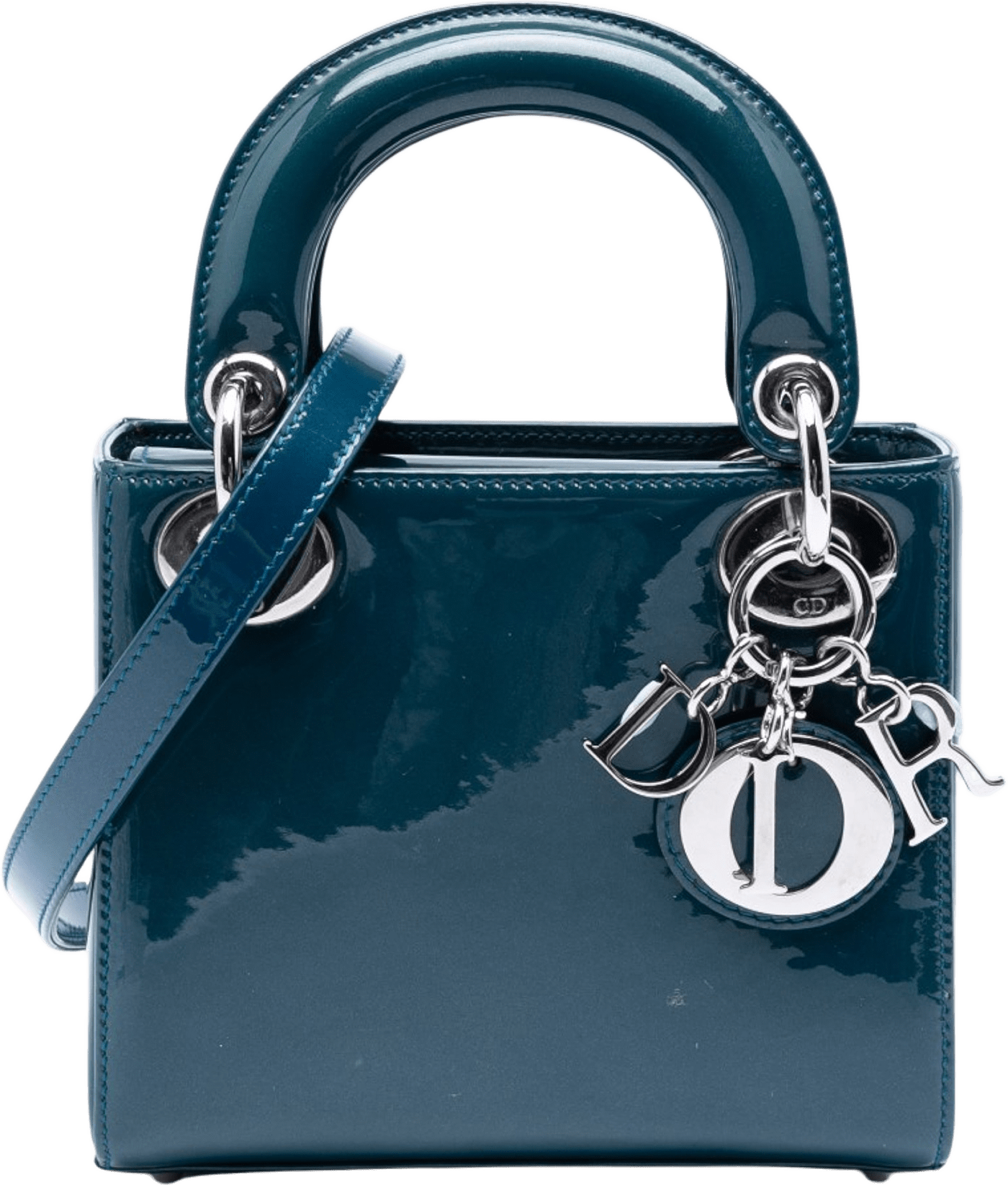 Dior Mini Patent Lady Dior, från Luxclusif, i färgen peacock.