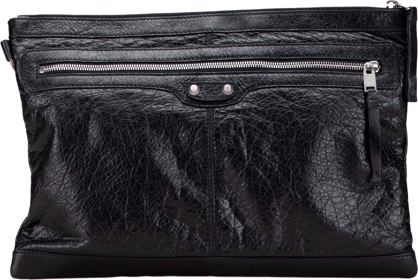 Balenciaga Lambskin Motocross Classic Clip L Clutch, från Luxclusif, i färgen black.