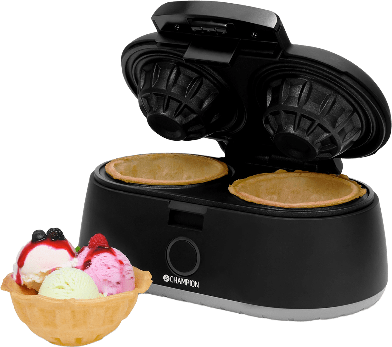 Våffelskålsjärn Health Dubbelt 1000w Vs400, från Champion Nordic, i färgen svart.