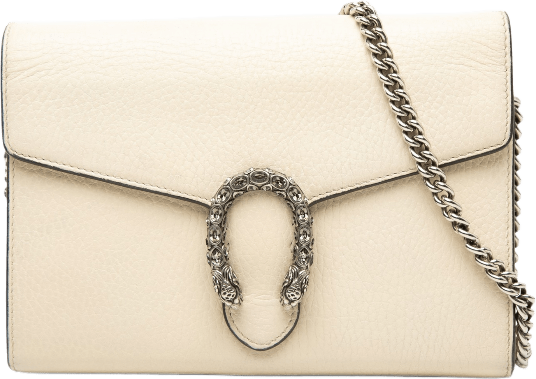 Gucci Calfskin Dionysus Wallet On Chain, från Luxclusif, i färgen light beige.