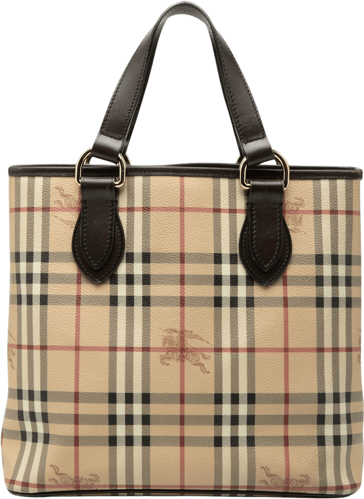 Burberry Haymarket Check Coated Canvas Tote, från Luxclusif, i färgen beige.