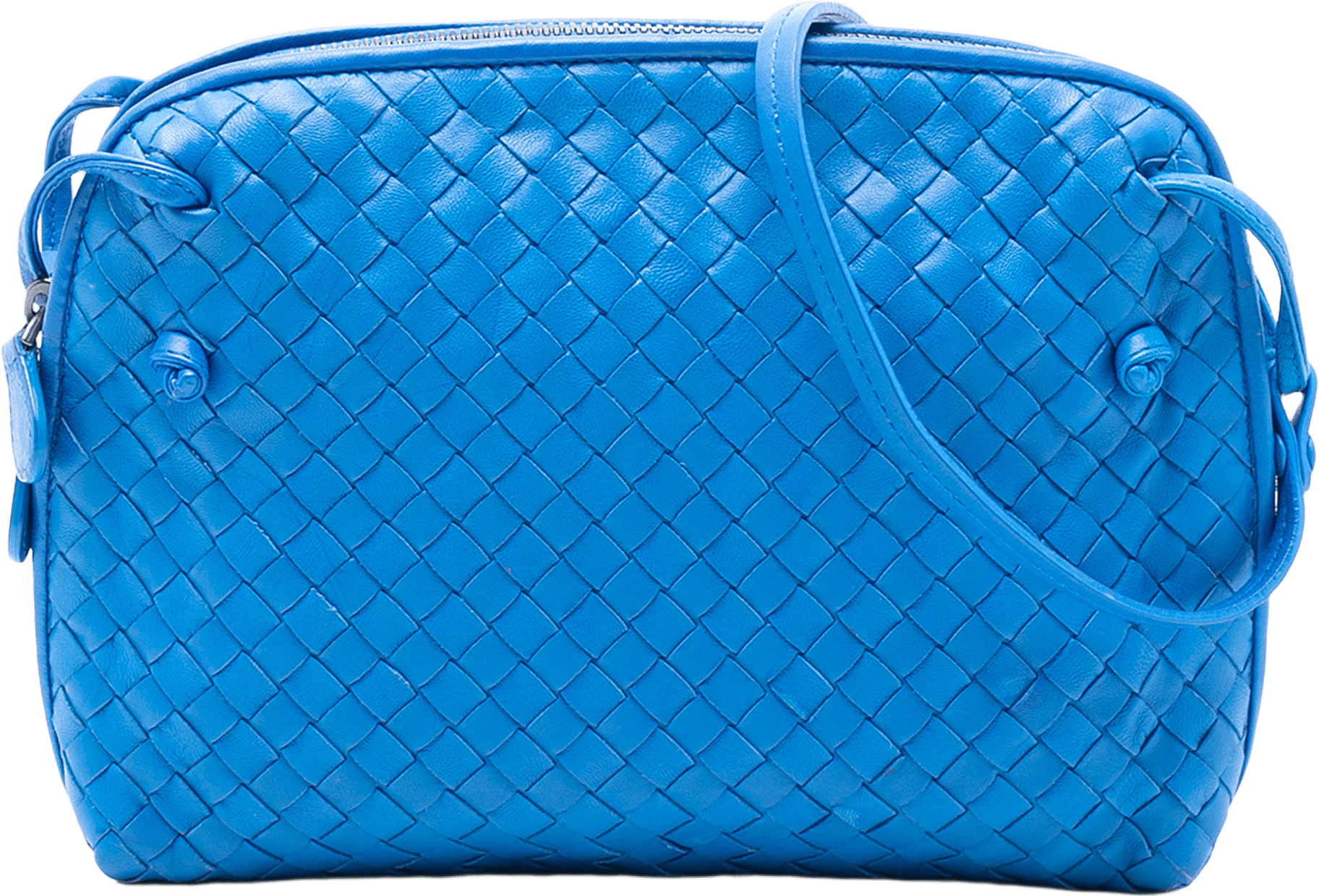 Bottega Veneta Nappa Intrecciato Nodini Crossbody, från Luxclusif, i färgen blue.