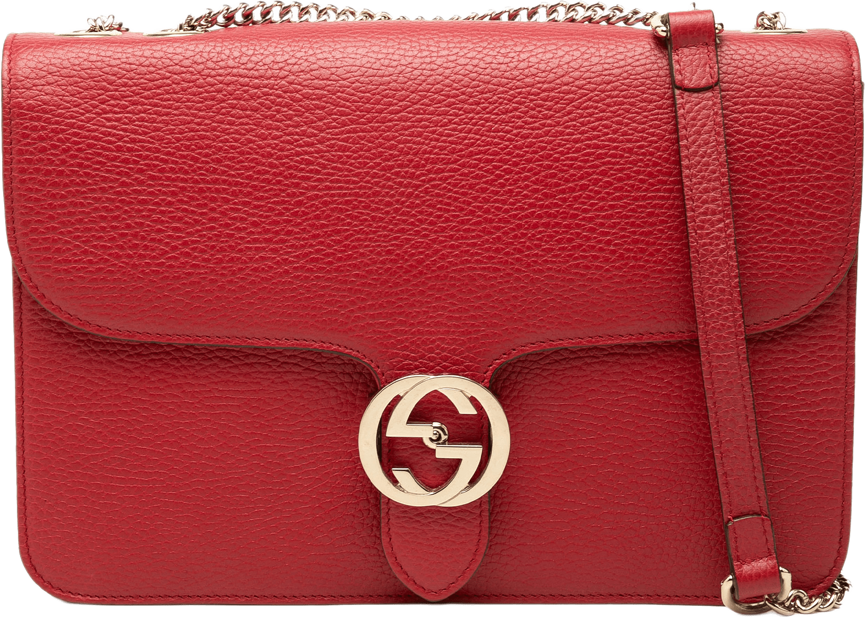 Gucci Medium Dollar Calfskin Interlocking G Crossbody, från Luxclusif, i färgen röd.
