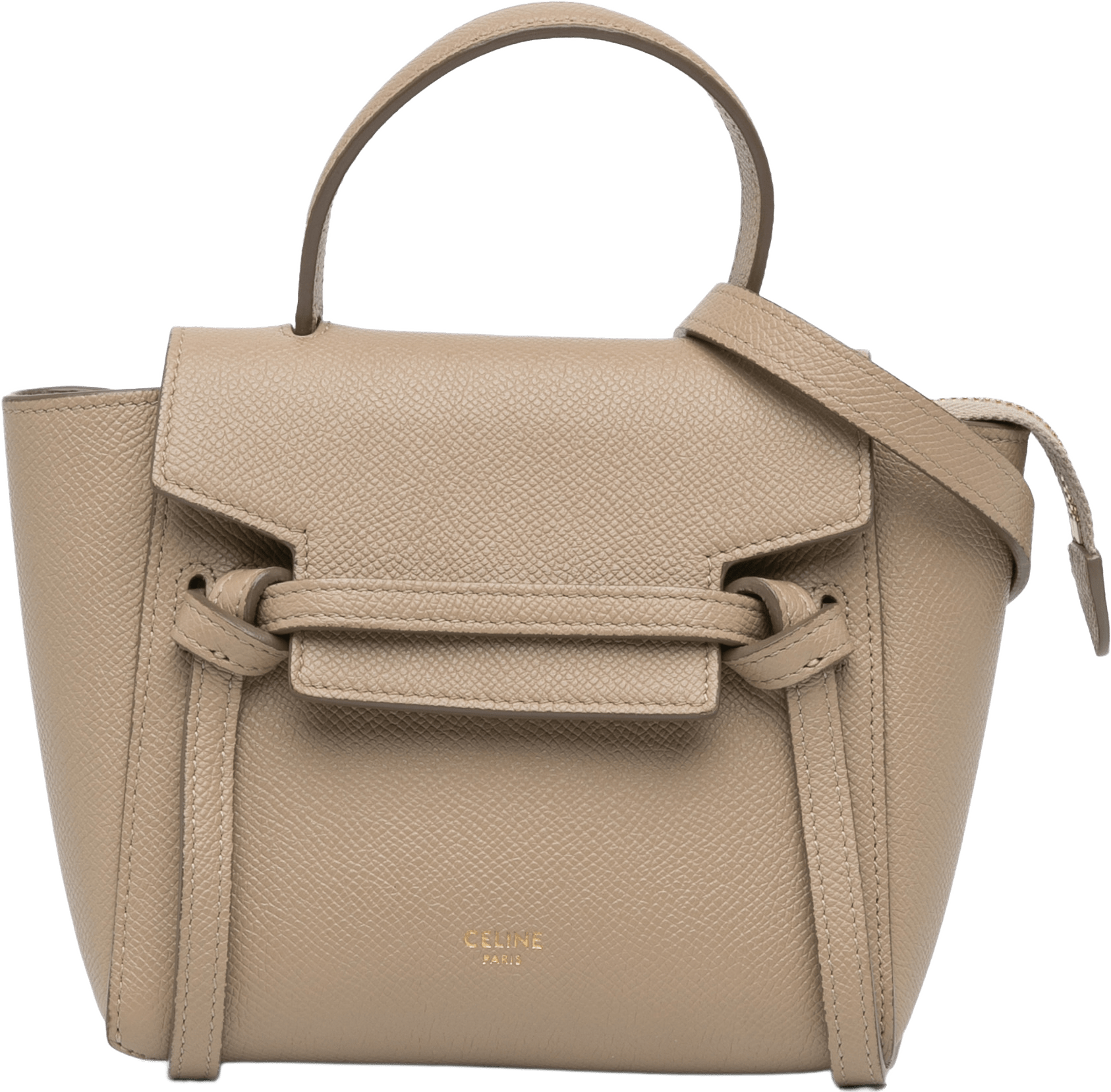Celine Pico Grained Calfskin Belt Bag, från Luxclusif, i färgen beige.