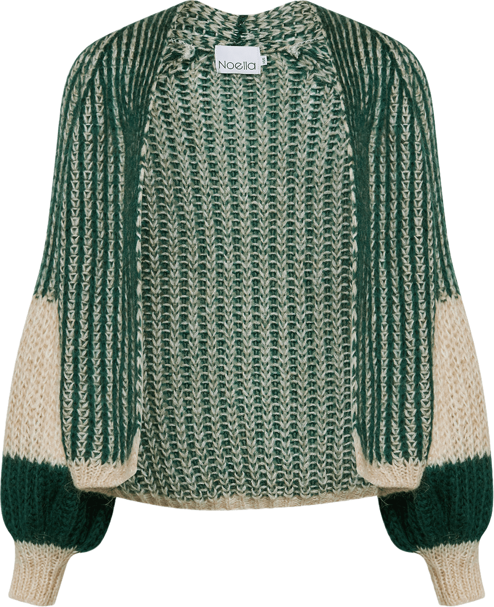 Liana Knit Cardigan - Beige/bottle Green