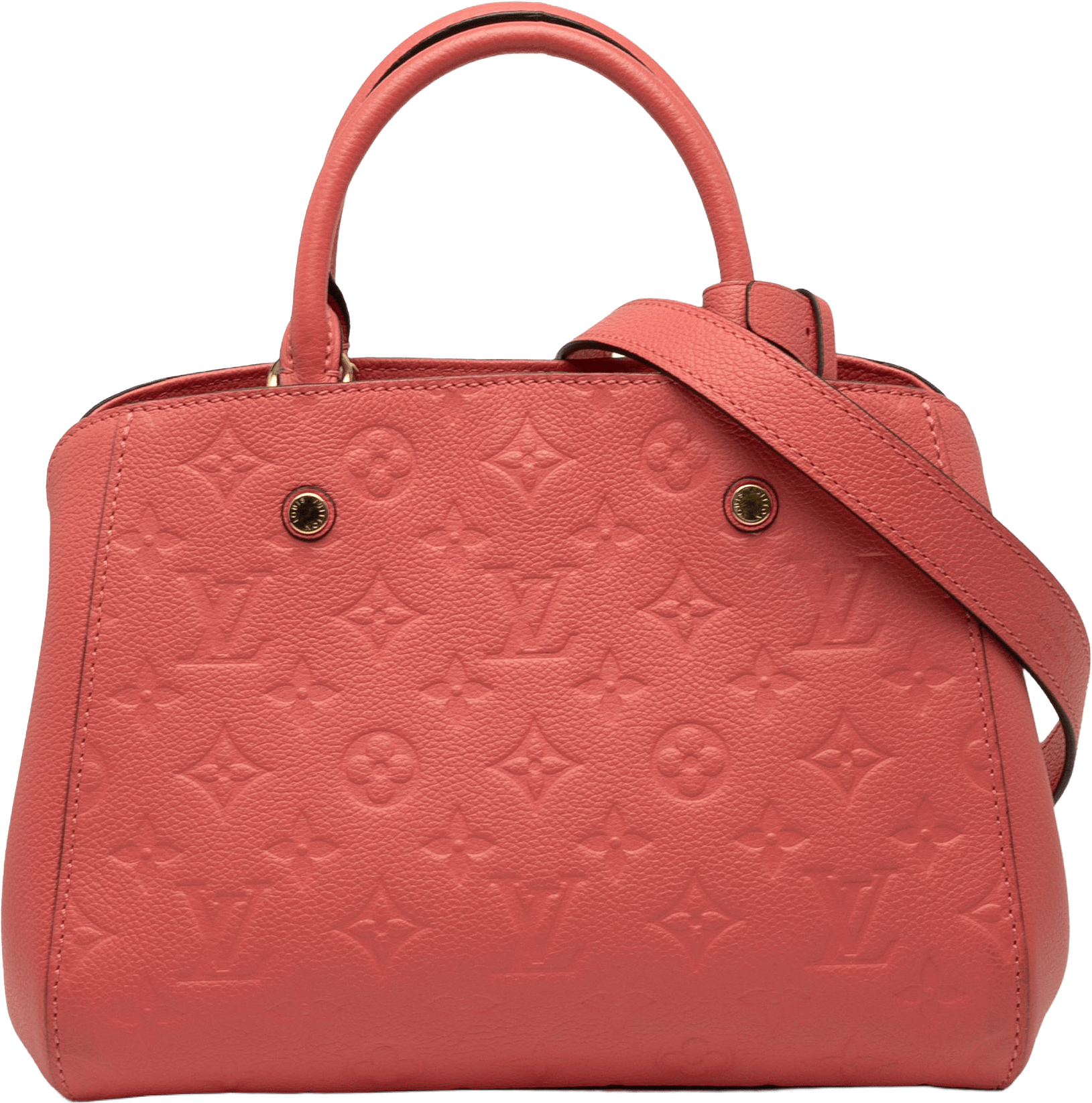 Louis Vuitton Monogram Empreinte Montaigne Bb, från Luxclusif, i färgen blush.