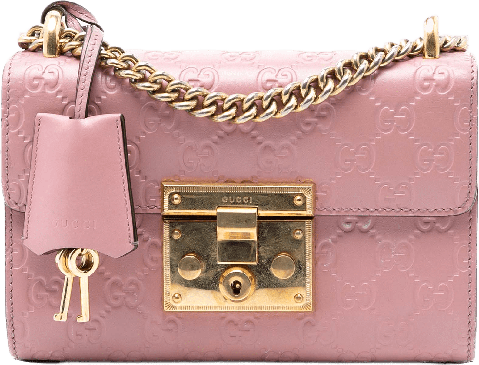 Gucci Small Guccissima Padlock Crossbody, från Luxclusif, i färgen light pink.