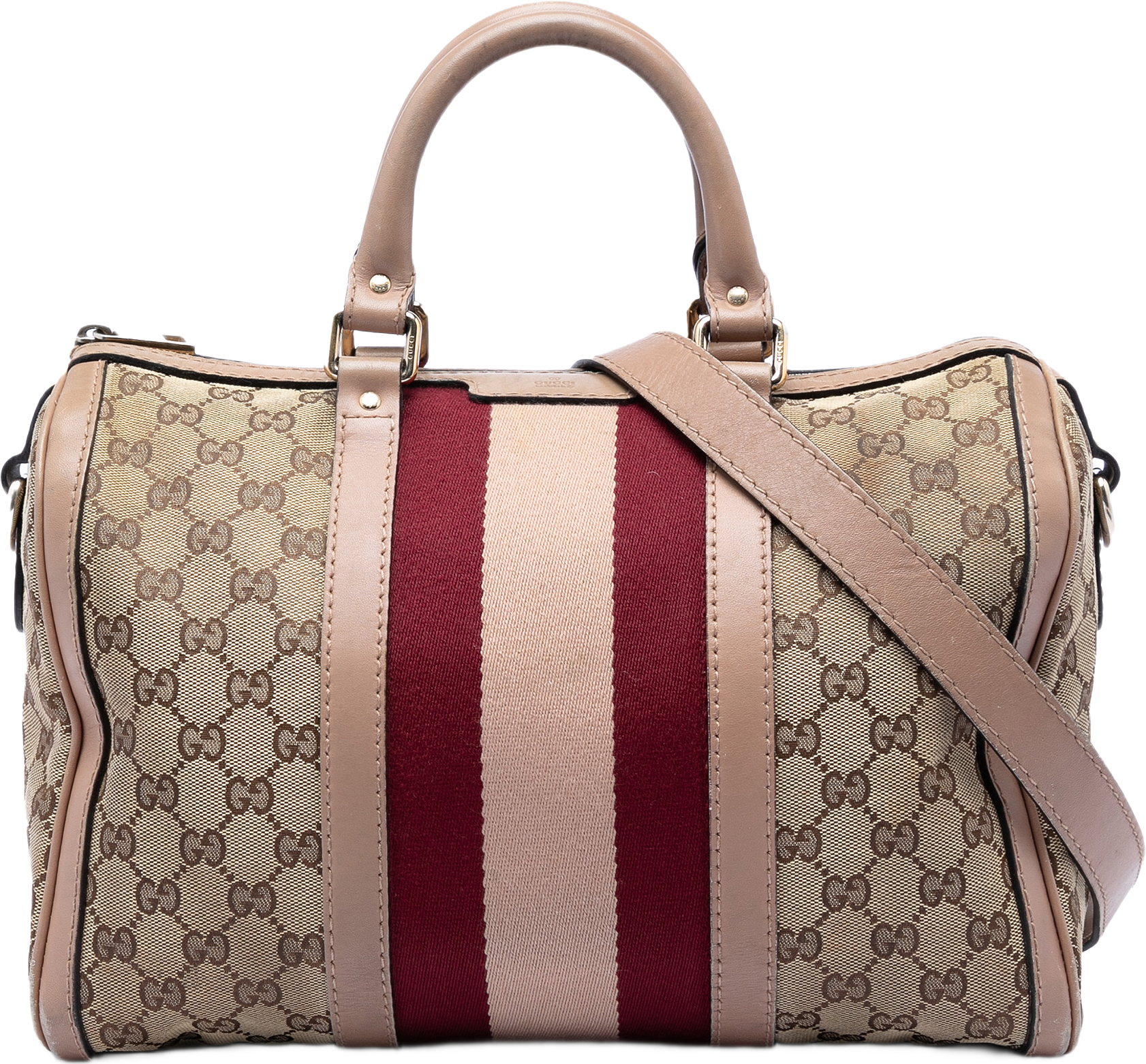 Gucci Medium Gg Canvas Web Joy Boston Bag, från Luxclusif, i färgen beige.