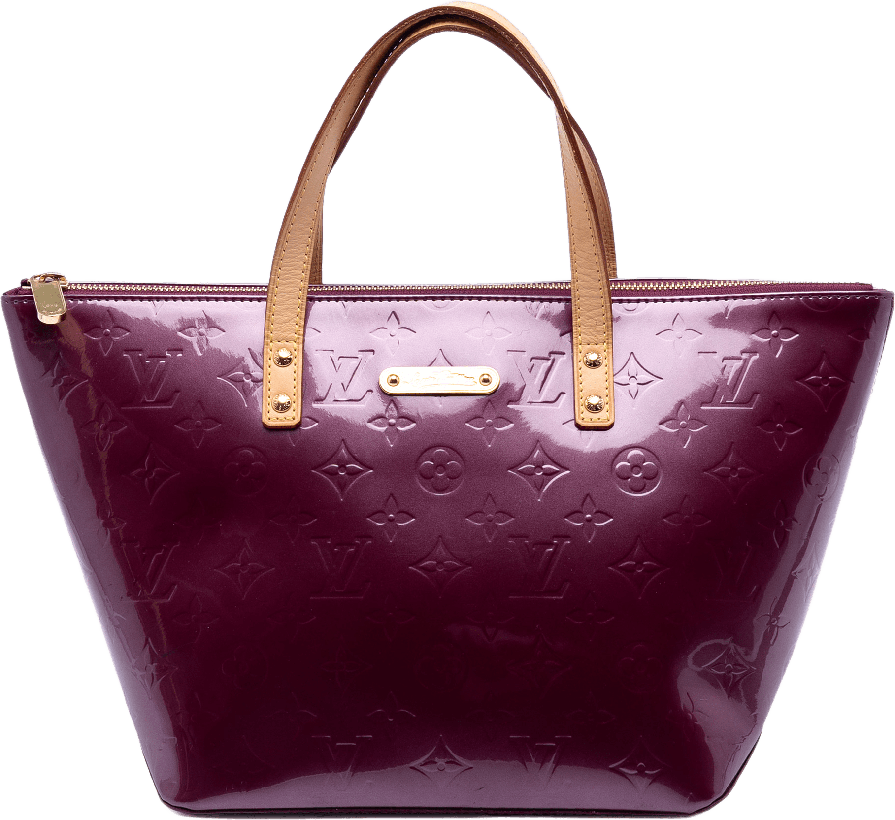 Louis Vuitton Monogram Vernis Bellevue Pm, från Luxclusif, i färgen magenta.