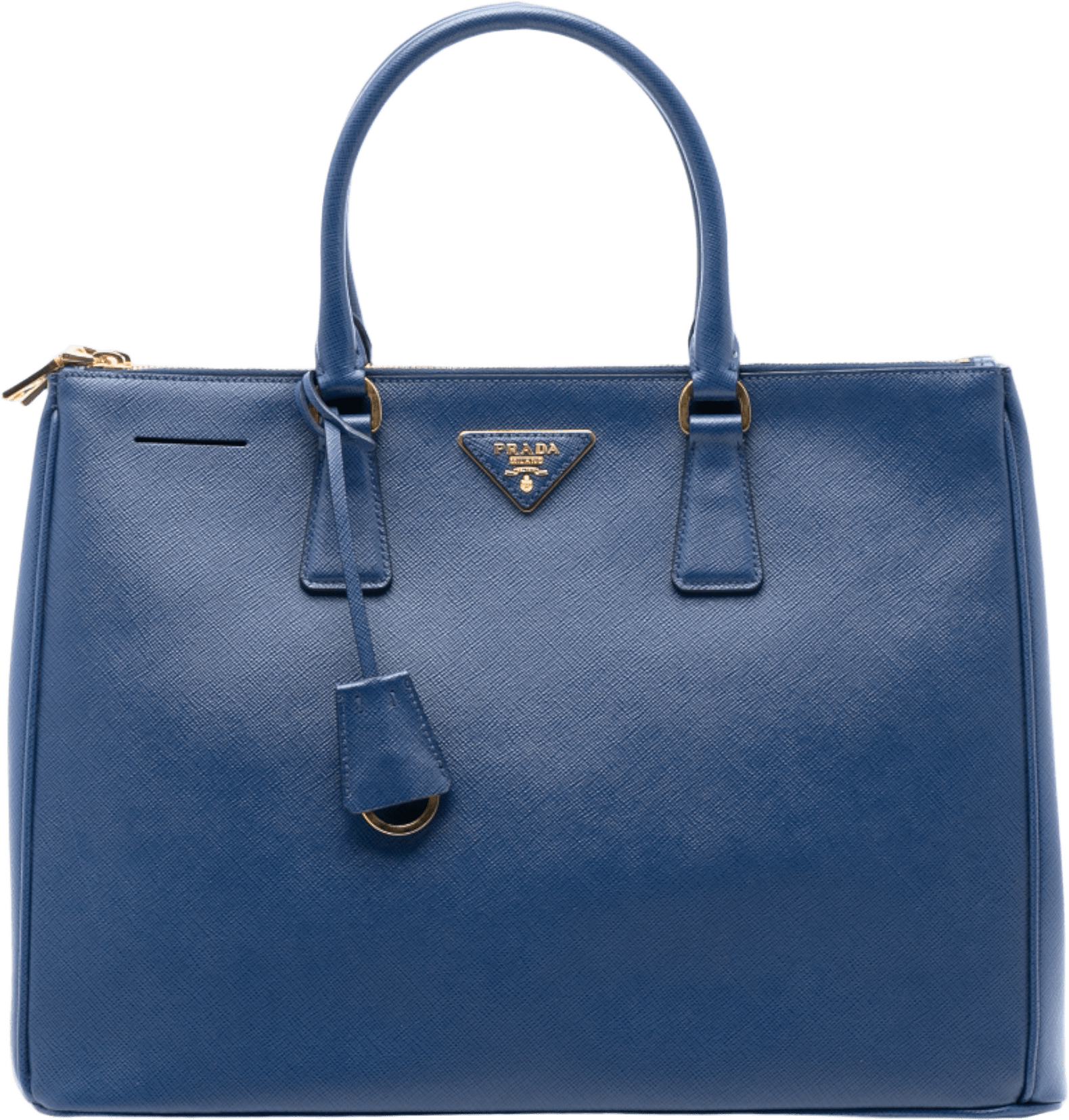 Prada Large Saffiano Lux Galleria Double Zip Tote, från Luxclusif, i färgen blue.