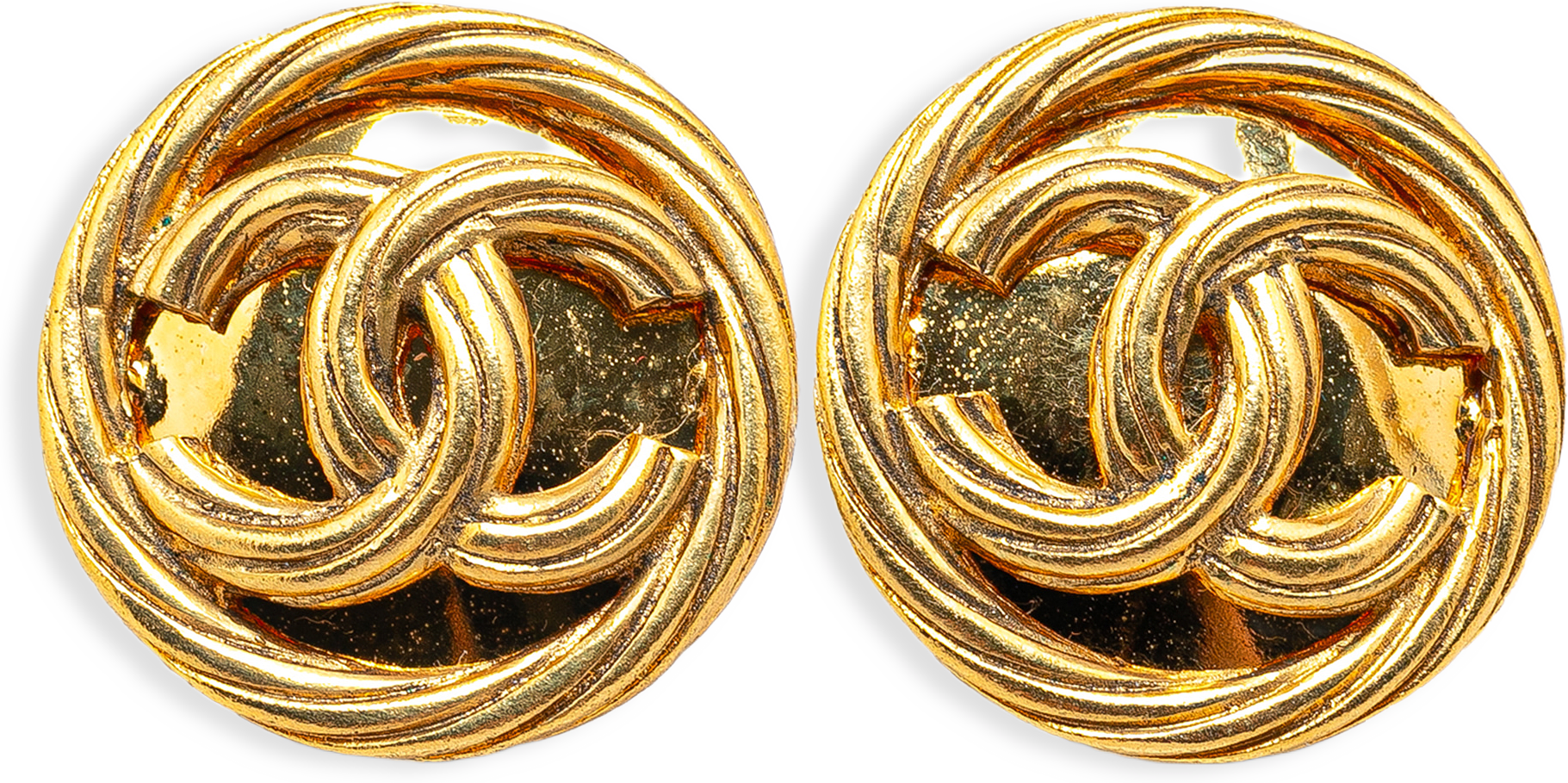 Chanel Gold Plated Cc Clip On Earrings