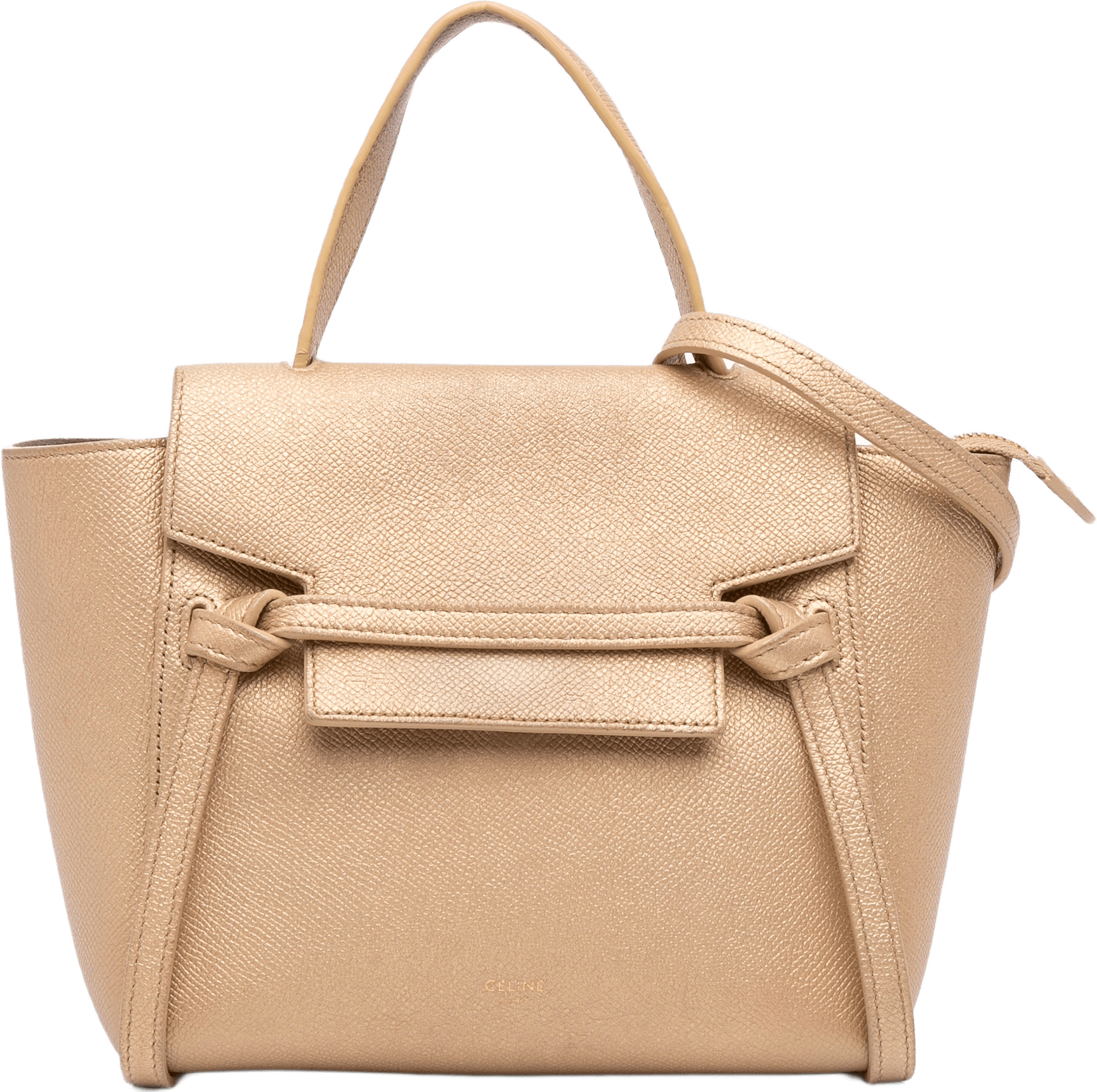 Celine Nano Grained Calfskin Belt Bag, från Luxclusif, i färgen gold.