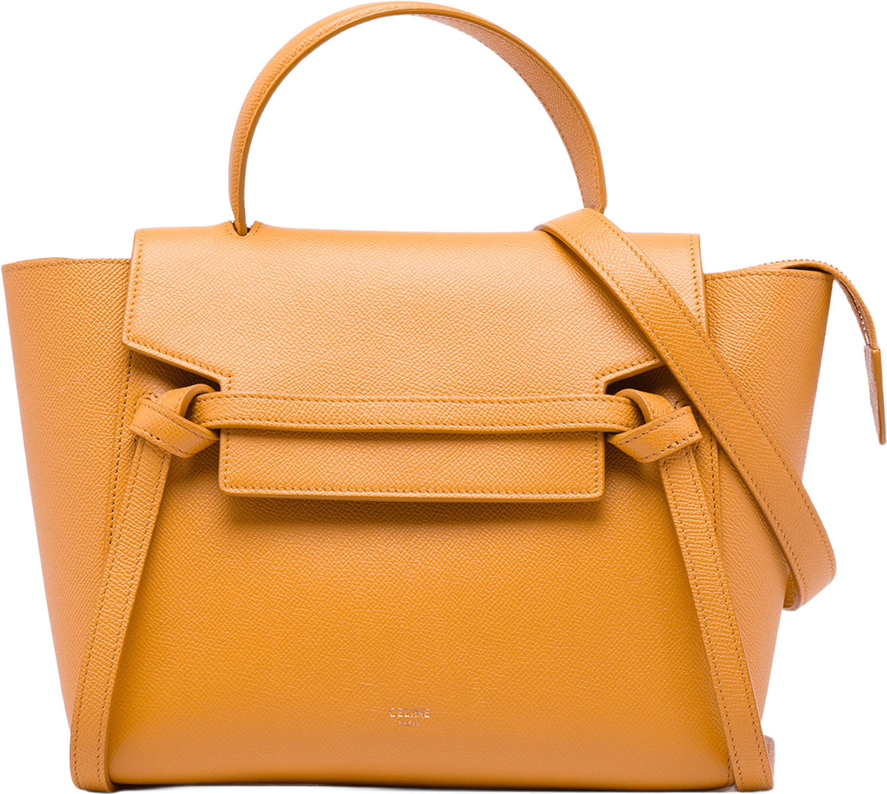 Celine Micro Grained Calfskin Belt Bag, från Luxclusif, i färgen gul.