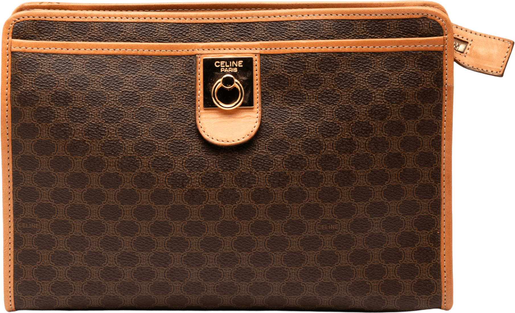 Celine Macadam Coated Canvas Clutch, från Luxclusif, i färgen brown.