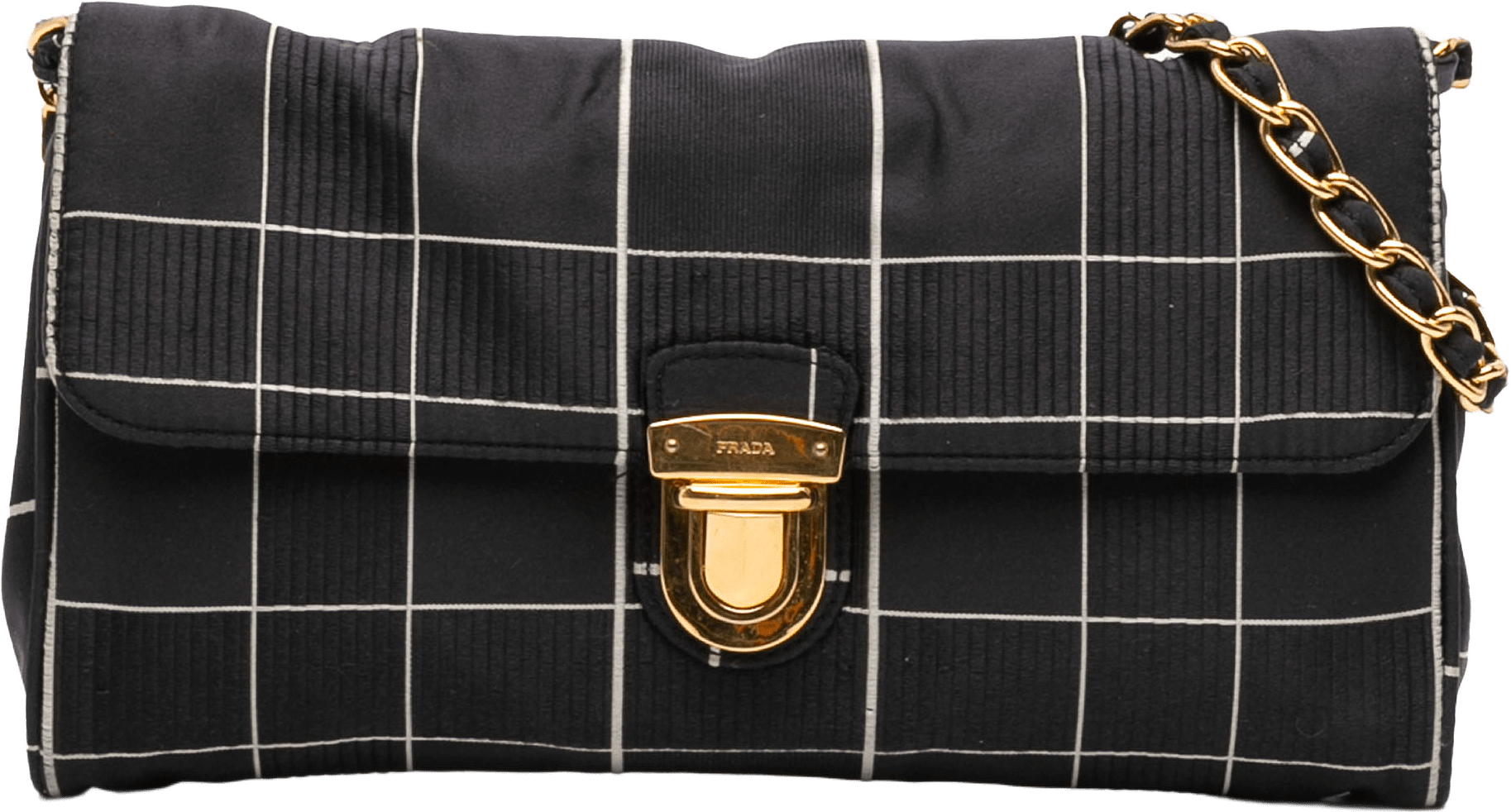 Prada Tessuto Chain Crossbody, från Luxclusif, i färgen black.