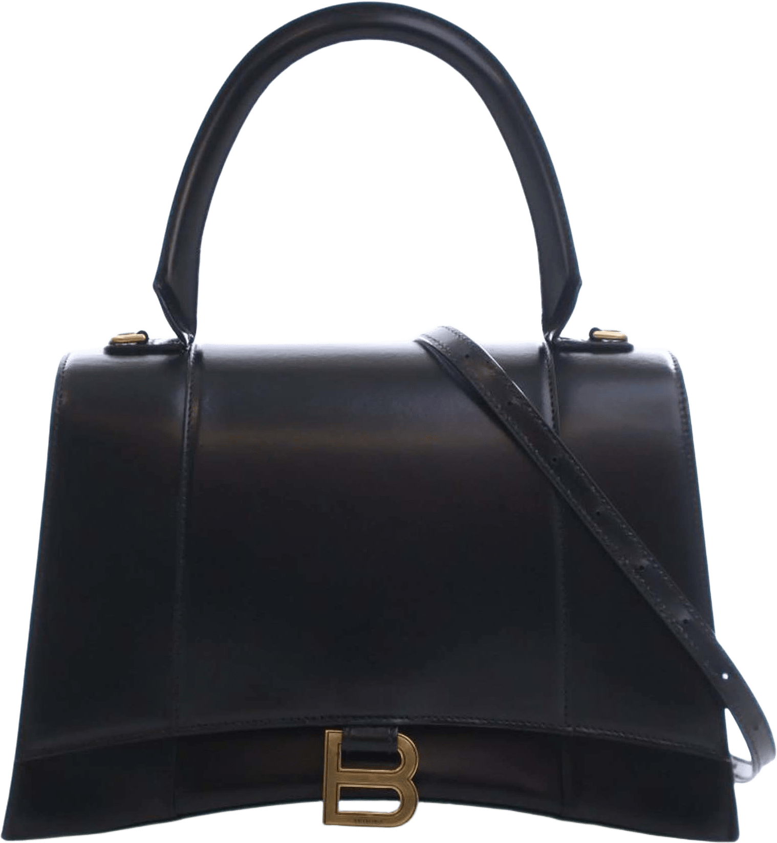 Balenciaga Medium Smooth Calfskin Hourglass Top Handle Bag, från Luxclusif, i färgen black.