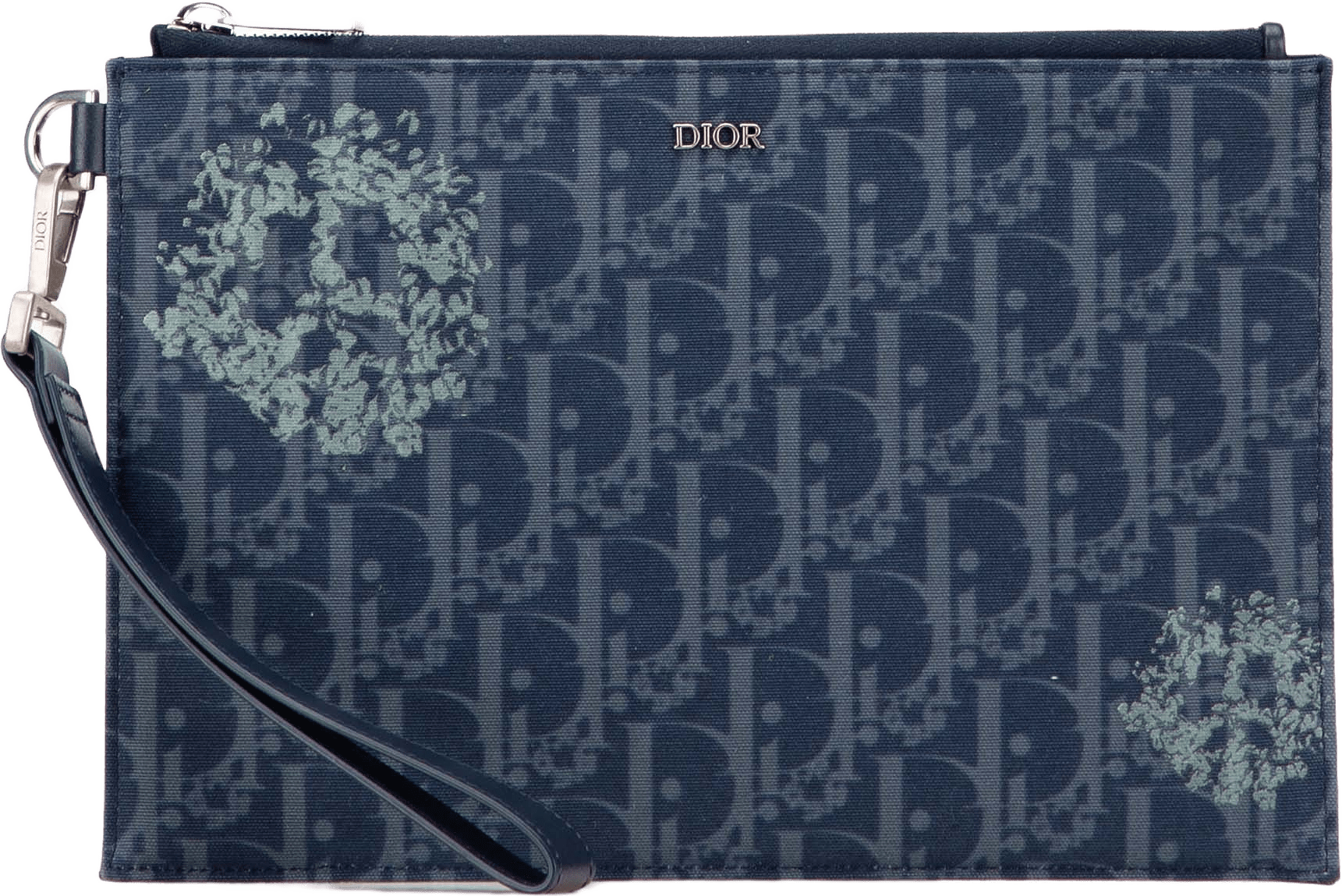 Dior Oblique Denim Tears A5 Flat Pouch, från Luxclusif, i färgen denim.