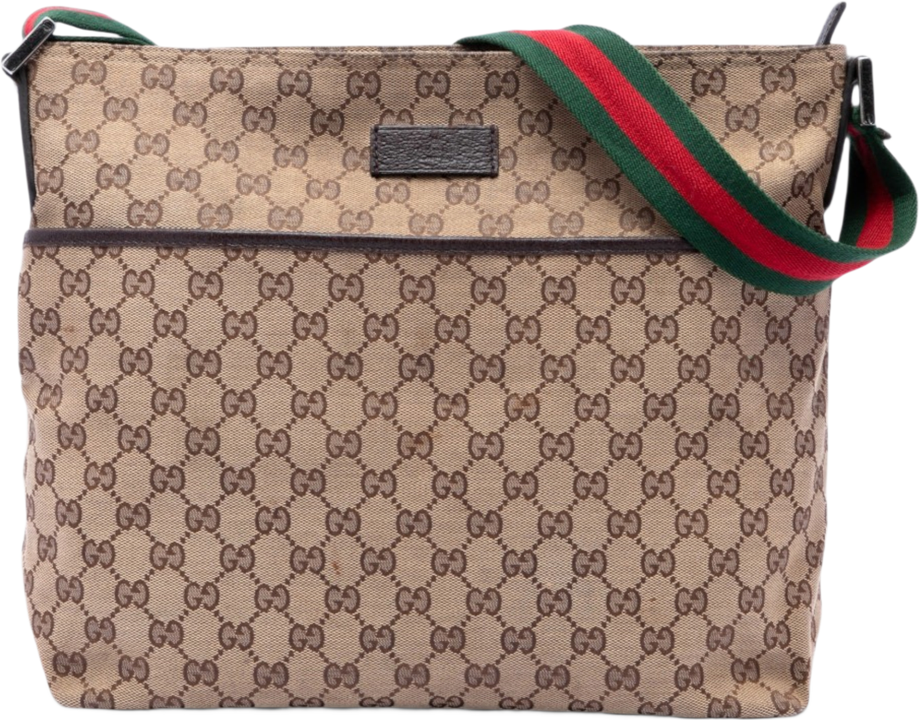 Gucci Gg Canvas Web Crossbody, från Luxclusif, i färgen beige.